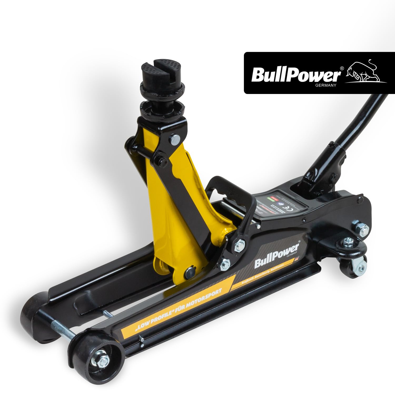 BullPower BP600X Rangierwagenheber - Low Profile Wagenheber, 80-360mm, 2250kg, Racing Wagenheber, Sportwagen, Rennsport mit 35mm-Aufsatz und 2X Gummiauflage