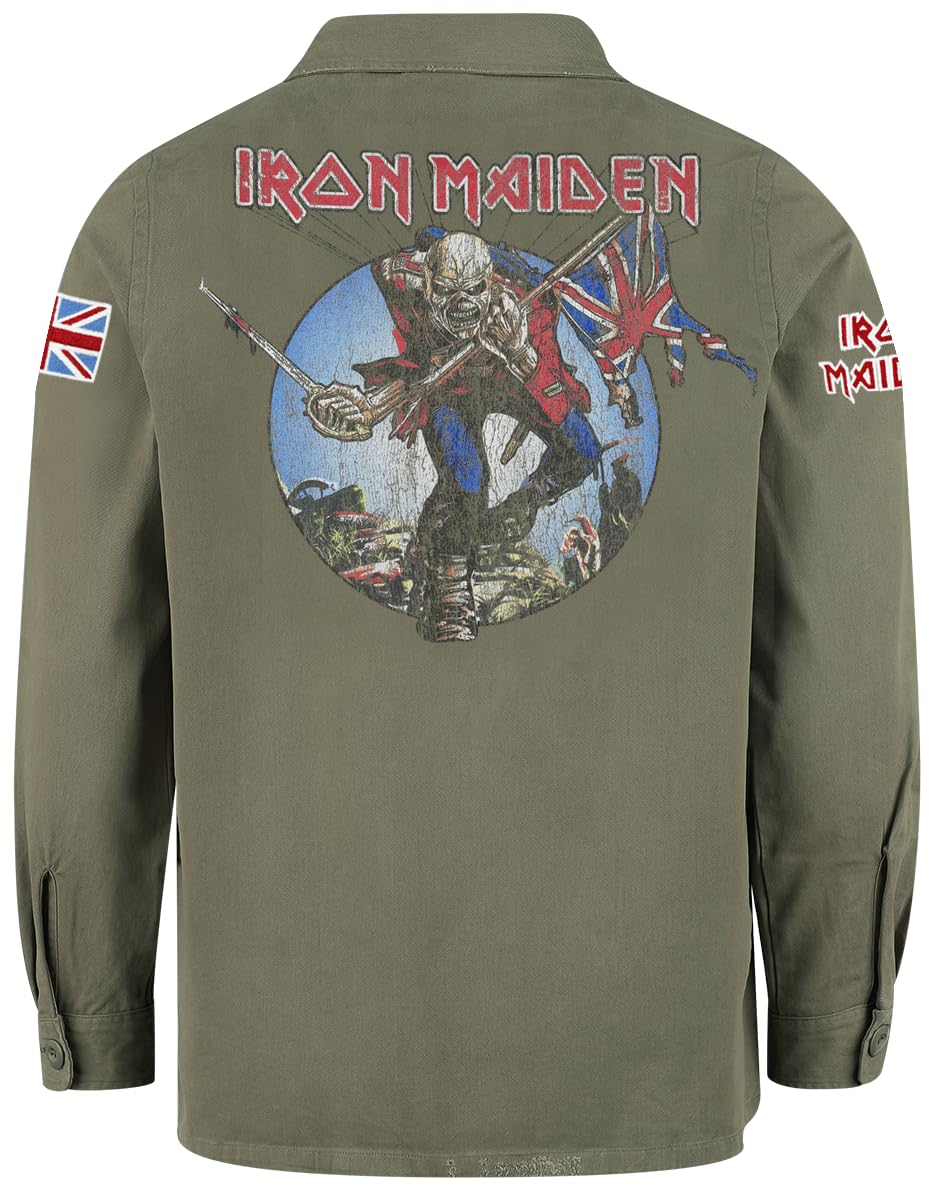 Iron Maiden Amplified Collection - Military Shirt - Shacket Homme Chemise Manches Longues Kaki