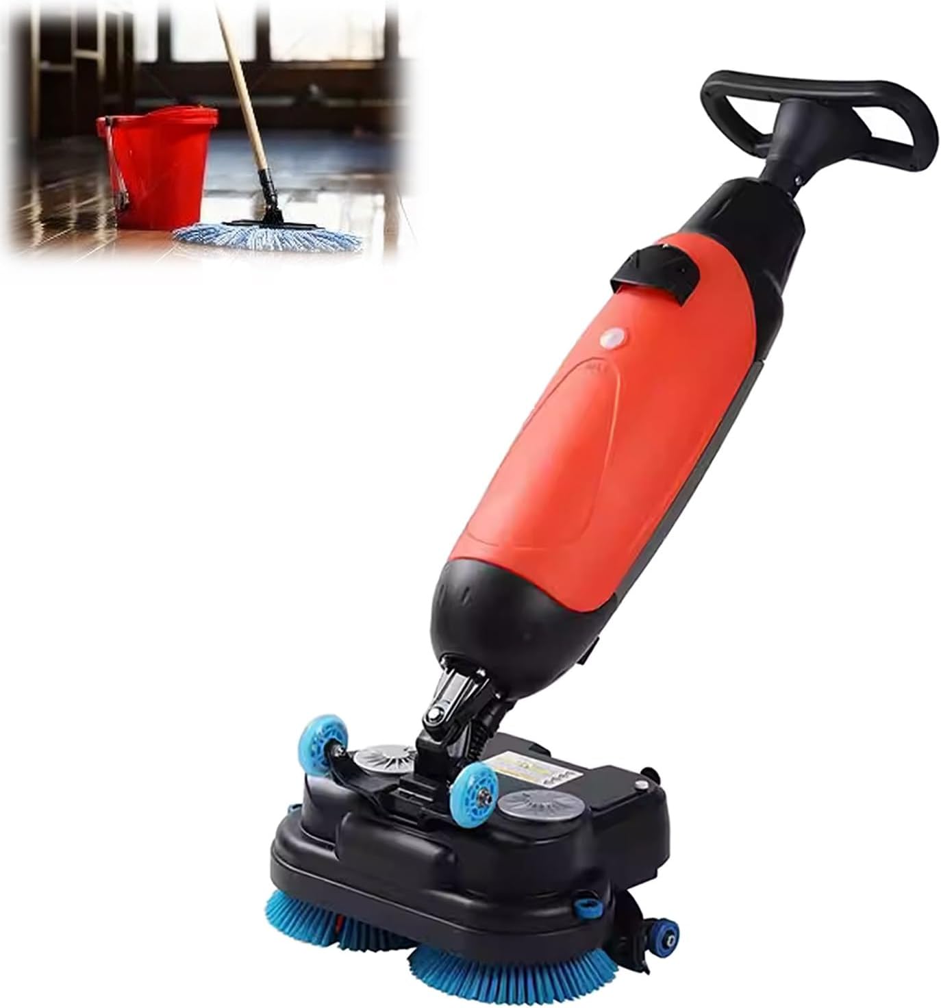 Tile Polisher, Portable Commercial Floor Scrubber, Self-Propelled, Lightweight Electric, 360° Rotating Brush Head,for Homes, Offices, Bathrooms, and Small Commercial Spaces.