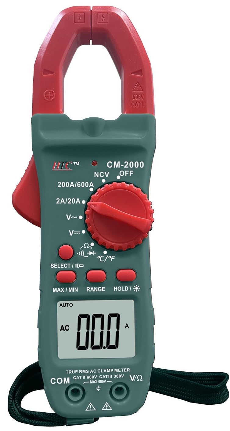 HTC-CM 2000 3½ Digit Non Contact Voltage (NCV) Clamp Torch 600A AC Clamp Meter (2000 Counts)