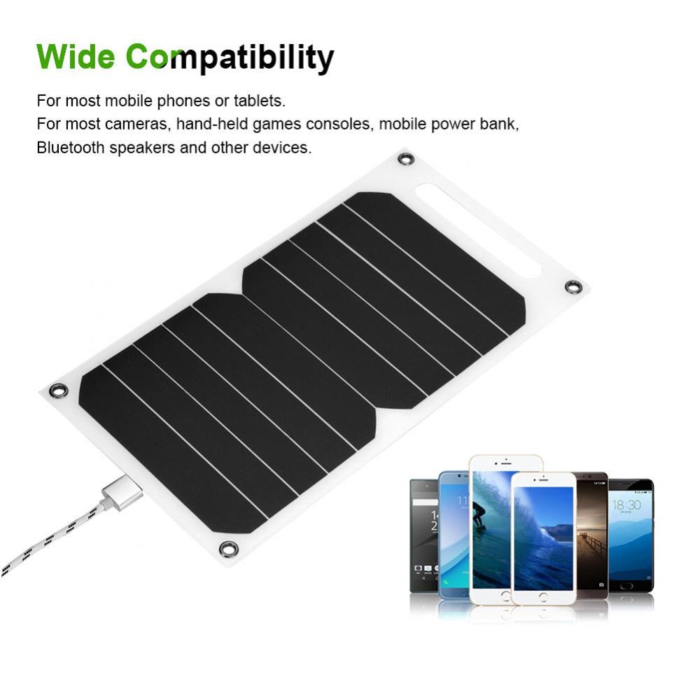 Chargeur Panneau Solaire Portable 10W Ultra-Mince Imperméable IP62 Haute Efficacité avec Port USB 5V 1200mAh