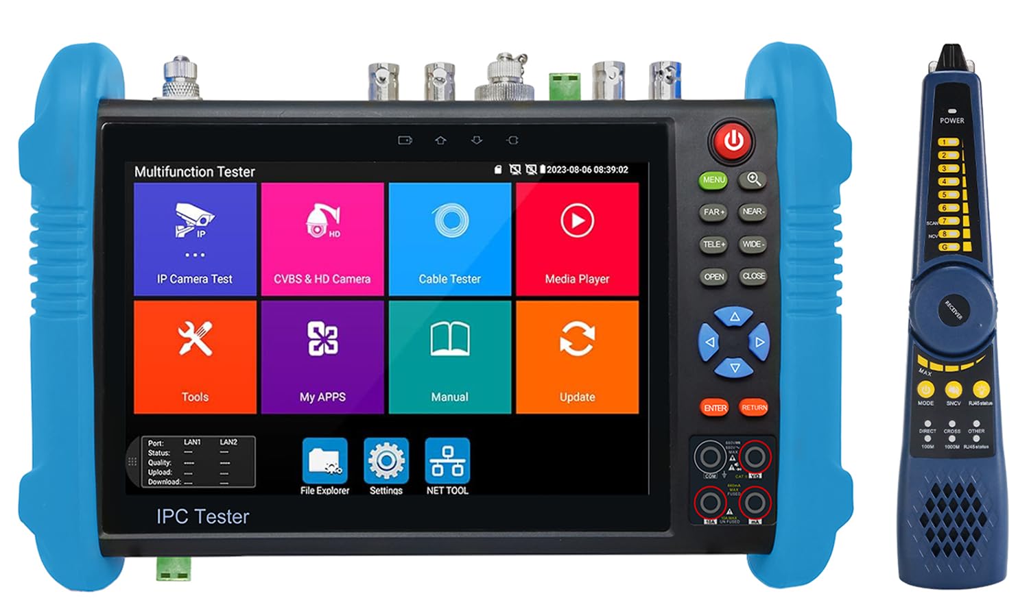 CCTV Camera Tester, IPC-9800MOVTADHS Plus Full Features, 7-inch IPS Touch Screen Monitor CCTV Tester HDMI Input/Output with HD-TVI HD-CVI AHD SDI IP Camera, IP Camera Tester Support POE 4K H.265