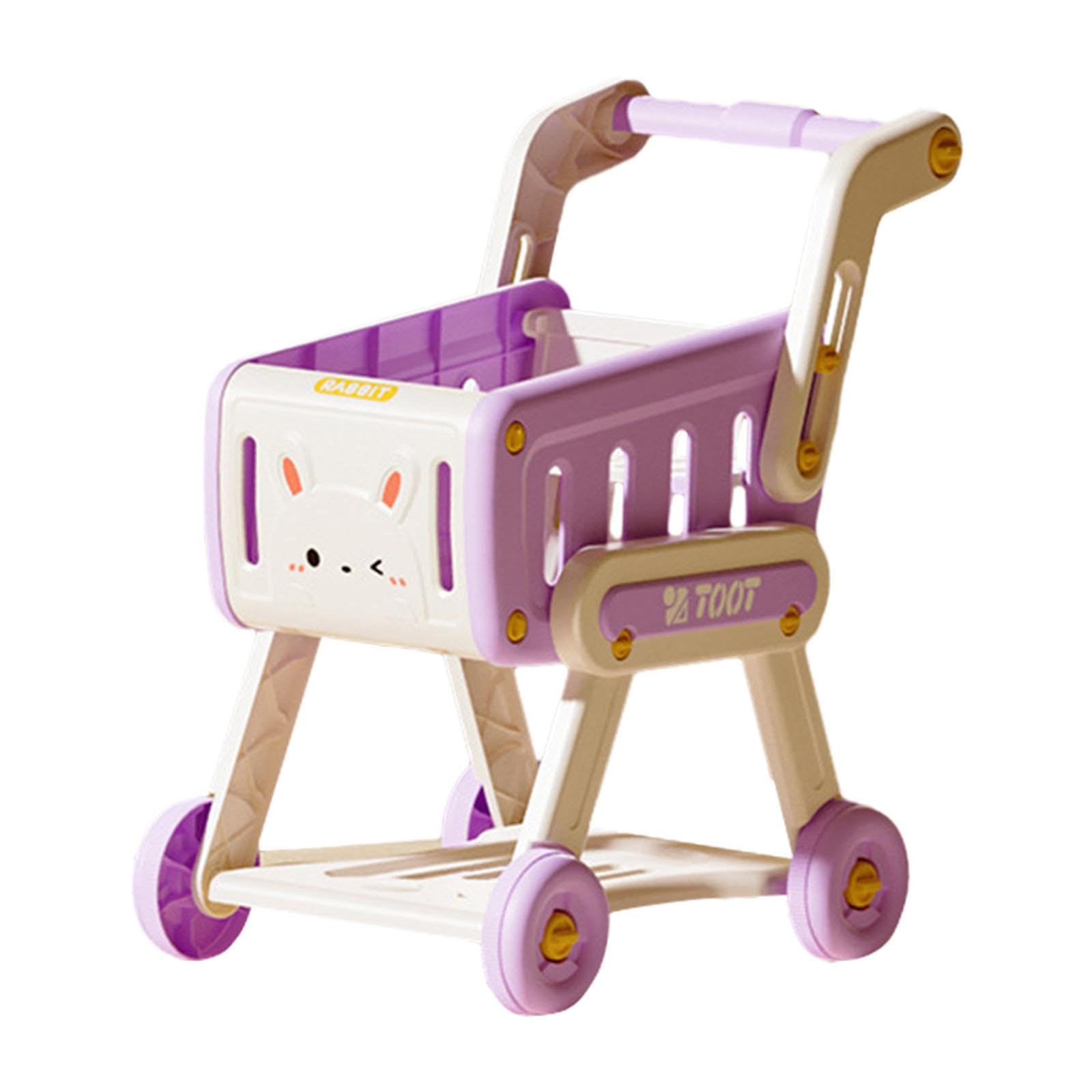 Carrito de Compras para Niños, Carrito de Supermercado de Juguete para Juegos de rol, Carrito de Supermercado para Niños Y Niñas, Violeta