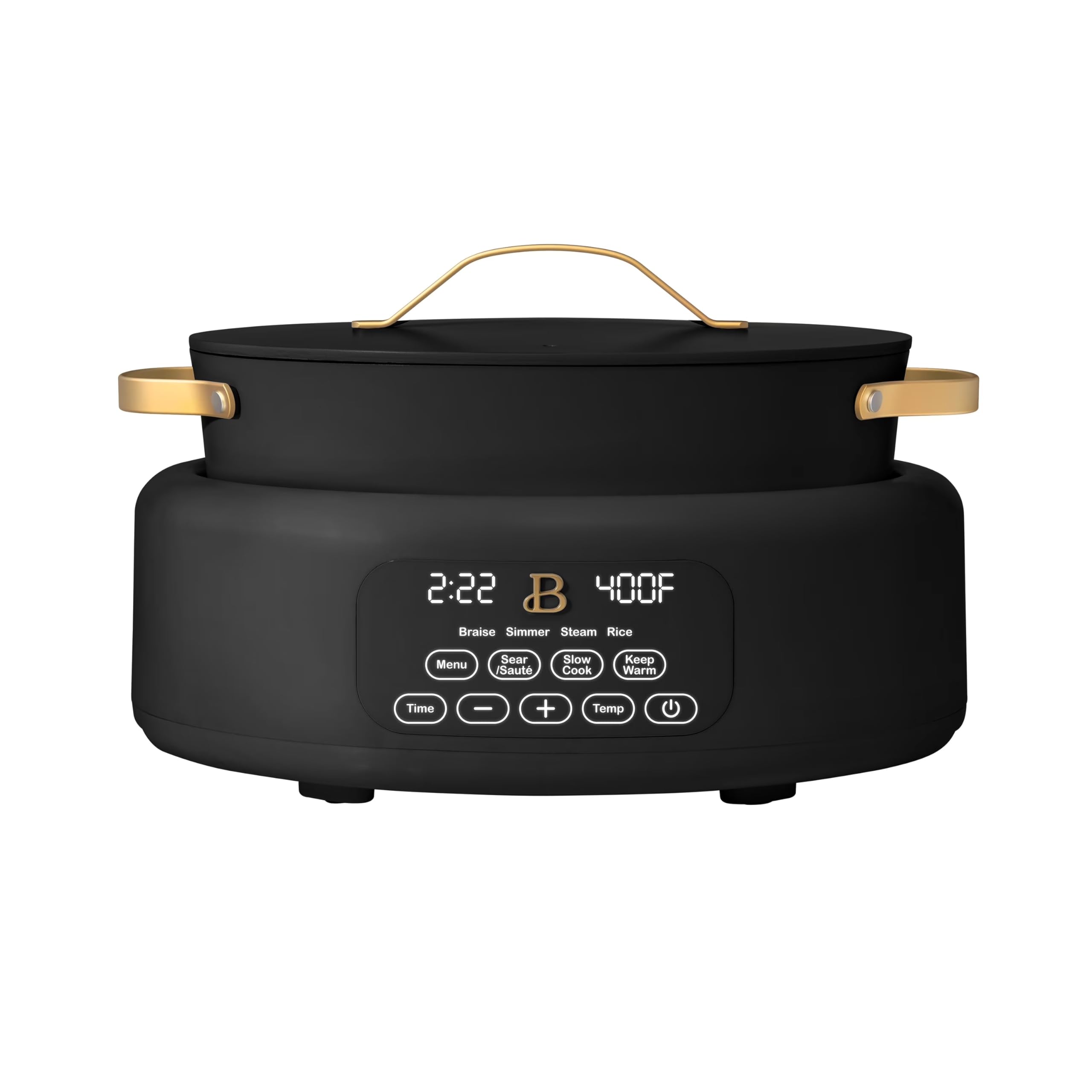 10-in-1 Electric Multi-Cooker 6 Qt with 7 Preset Functions Professional Cast Aluminum Searing Slow Cooking System Oven-Safe Basin