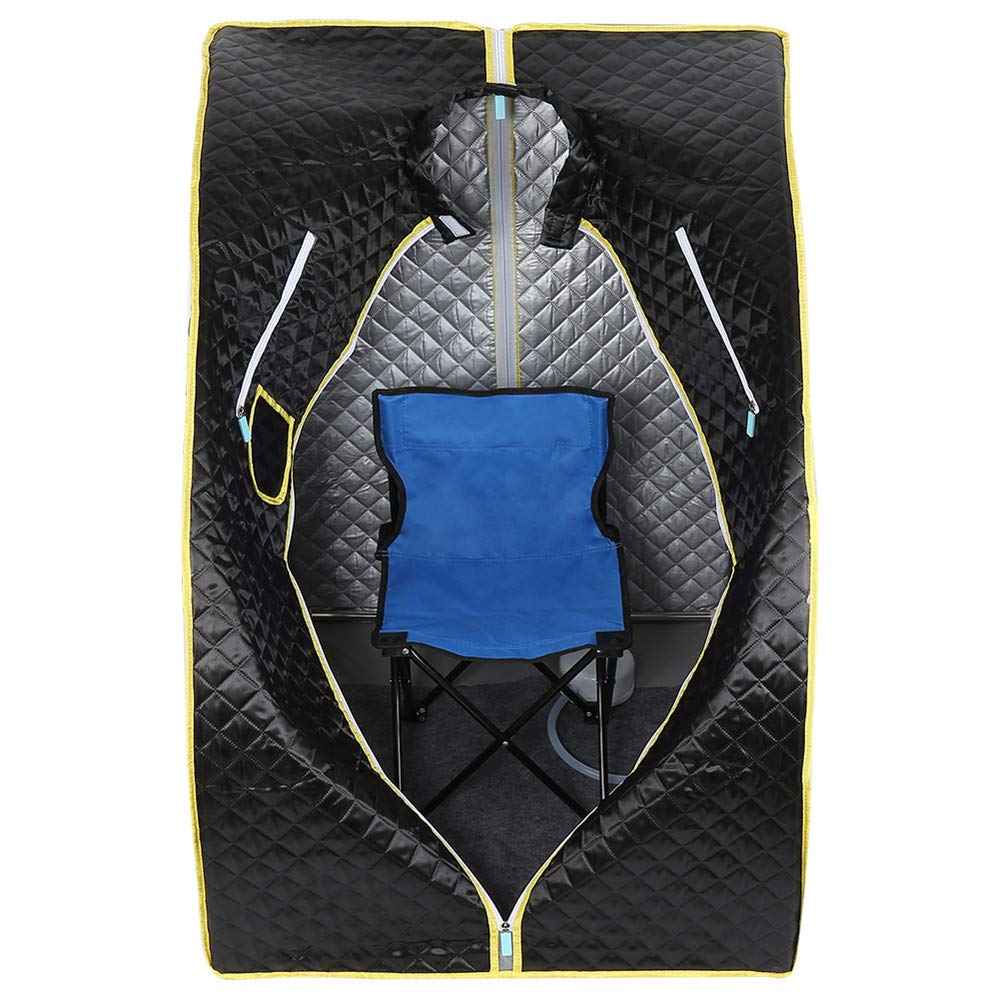 Cabina Sauna a vapore，Sauna domestica in casa， Bagno di vapore portatile a casa Mobile Sauna，1000W (nero)