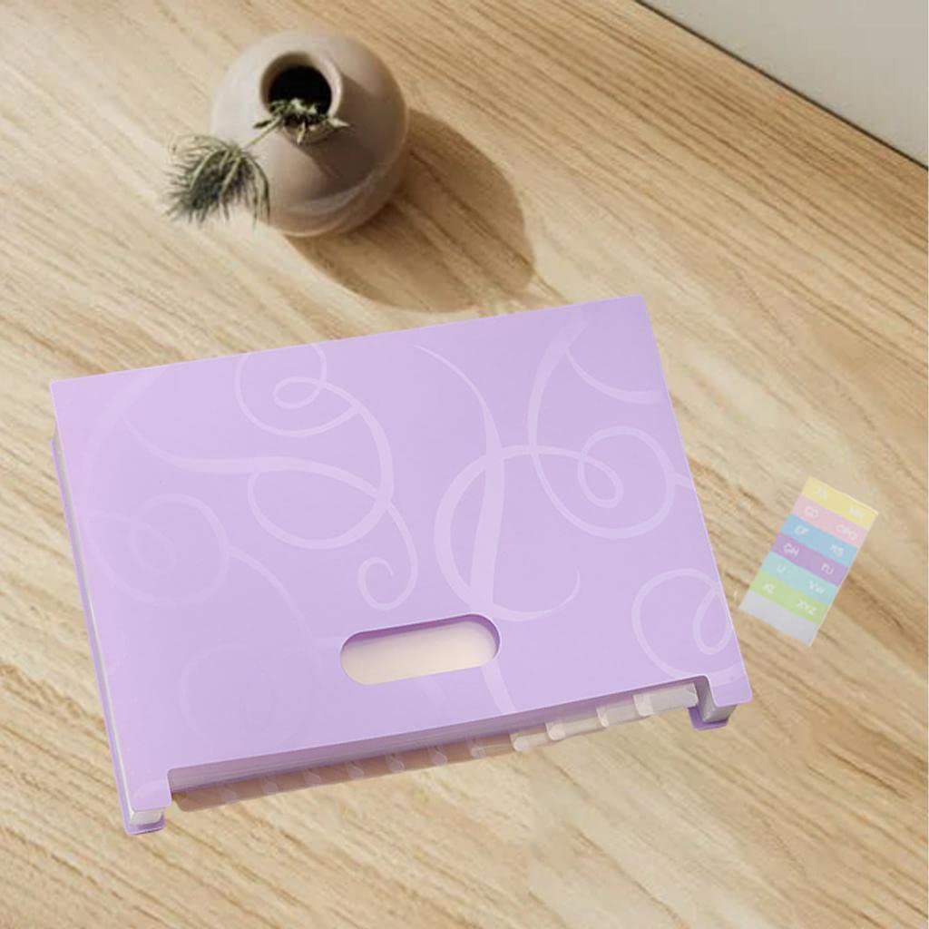 Organiseur Documents A4 Extensible 5 Poches - Plastique Coloré Motif Marbre, Pour Factures, Reçus, école, Bureau (violet)