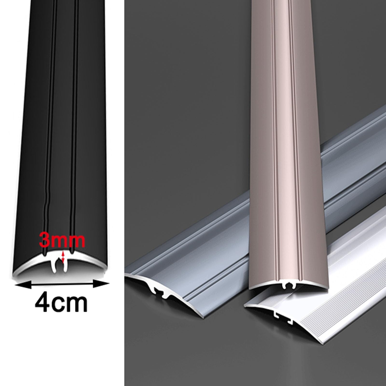 Vloer Overgang Strip Witte Drempelstrip voor Houten Vloeren, Tapijt op Tegel Zelfklevende Randafwerkingsbalken, Metalen Vlakke Scheidingsstrip voor Keuken/Slaapkamer