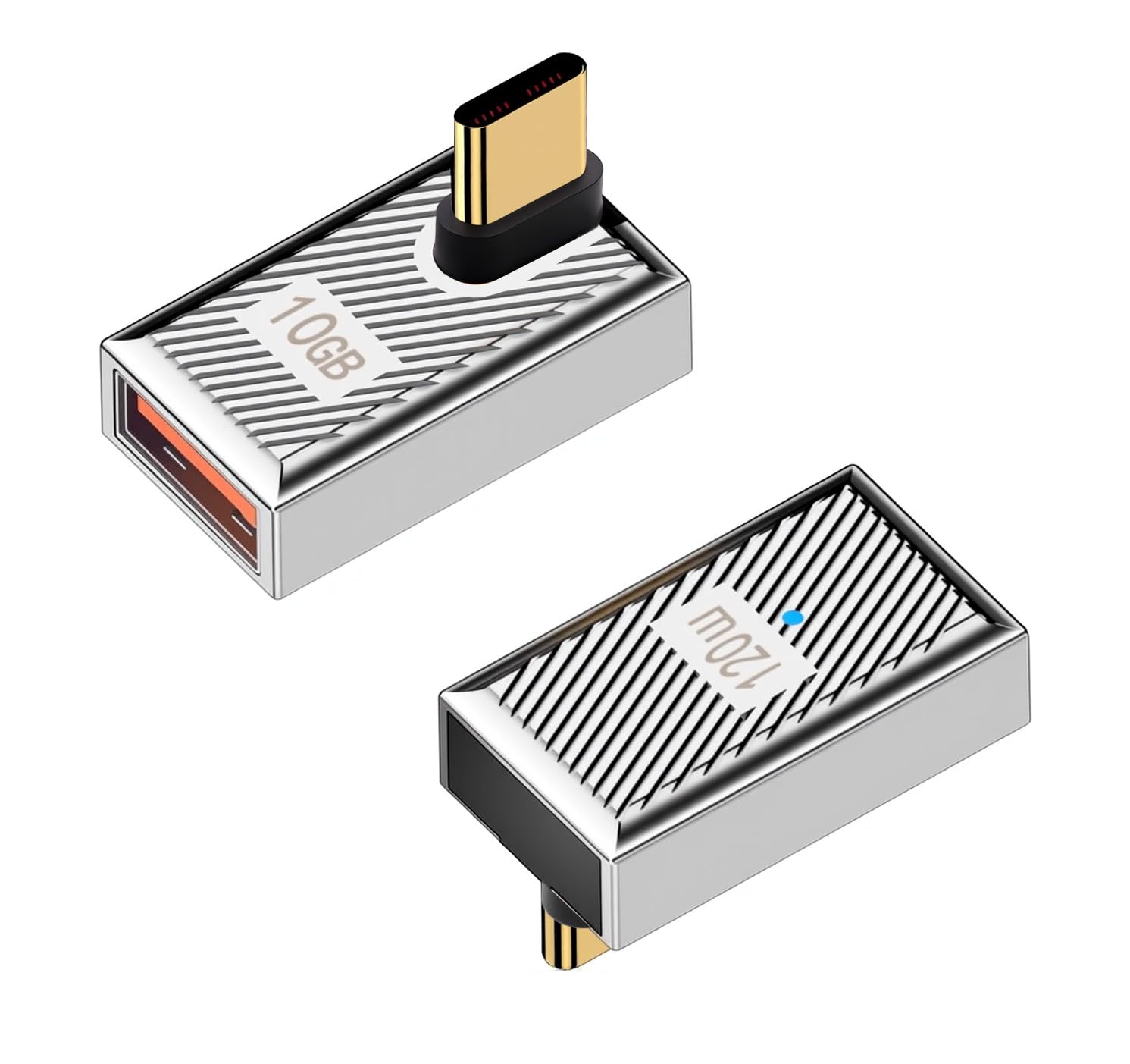 Duttek Right Angle USB C to USB A Adapter 120W 10Gbps, 90 Degree USB A to C Adapter, Type C Female to Type A Male Converter Fast Charging Compatible with MacBook, Tablet, Samsung Galaxy 2 Pack