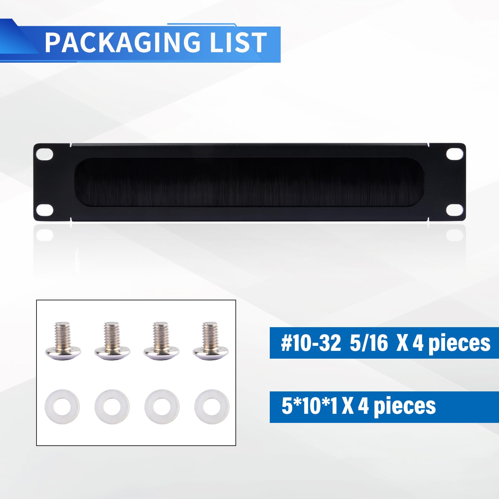 GeeekPi DeskPi Lot de 2 panneaux à œillets avec bande brosse - 1U - 10" (254 mm) - Pour armoires réseau et câbles réseau - Noir
