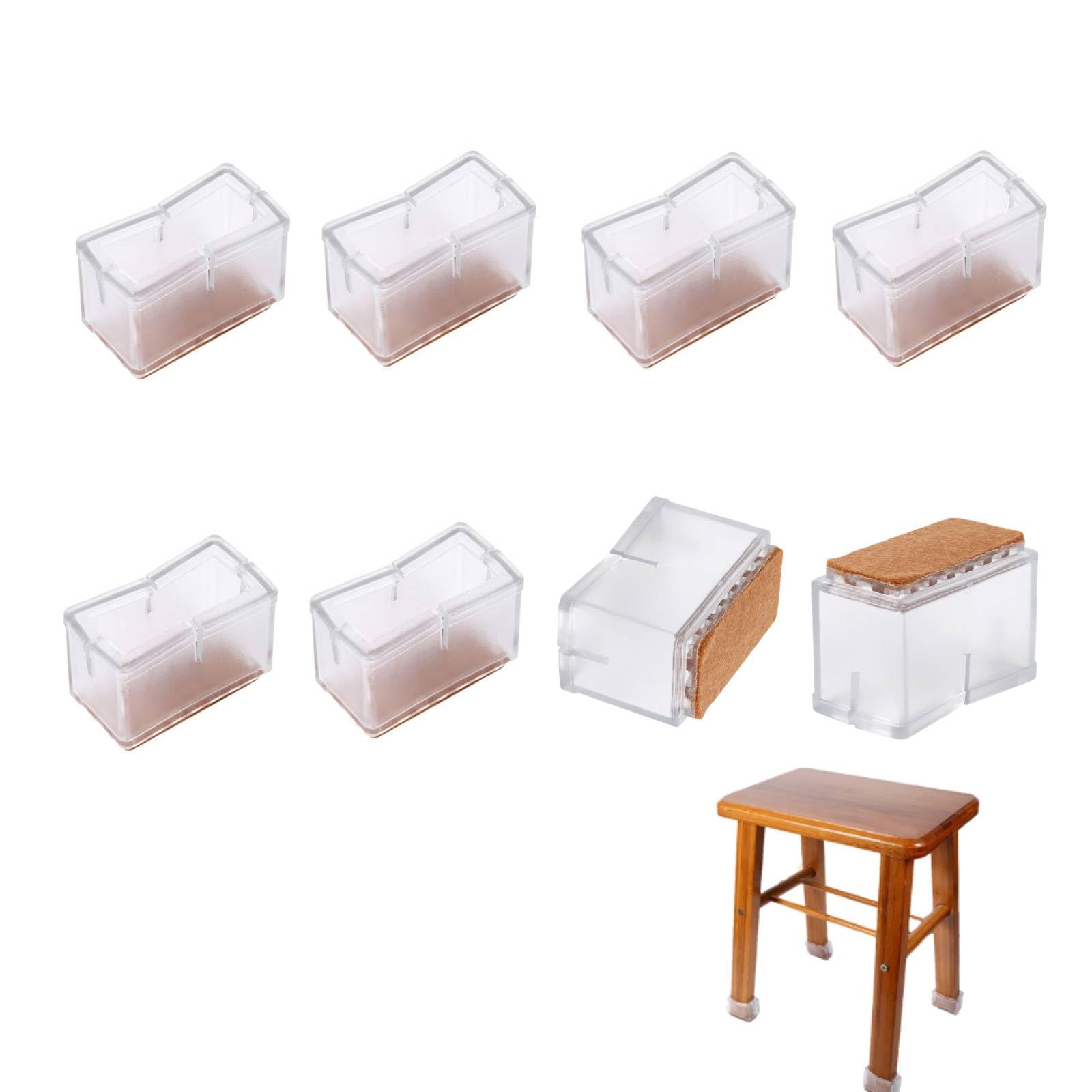 Chair Leg Cover, 8 Pieces/Set, Chair Leg Cover, Rectangular Furniture Legs with Rubber Sole, PVC (Transparent)