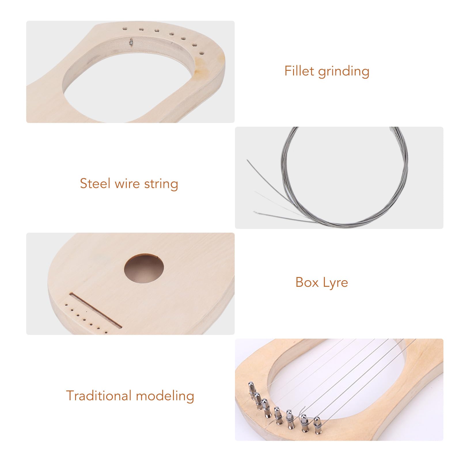 Amazon.co.jp: リラハープ 7 弦ハープバスウッド楽器ライアー DIY