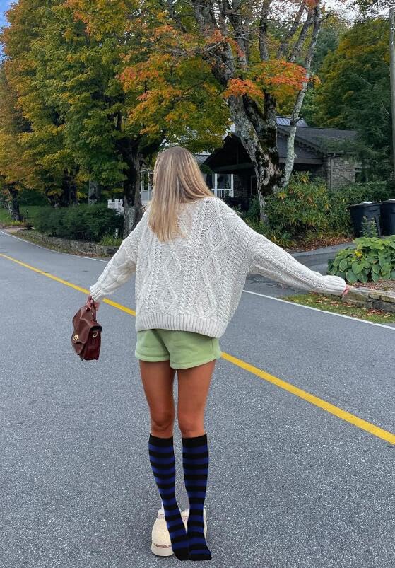 Image of Striped Knee High Socks for Women Outdoor Sport Athletic Stripe Casual Tube Socks