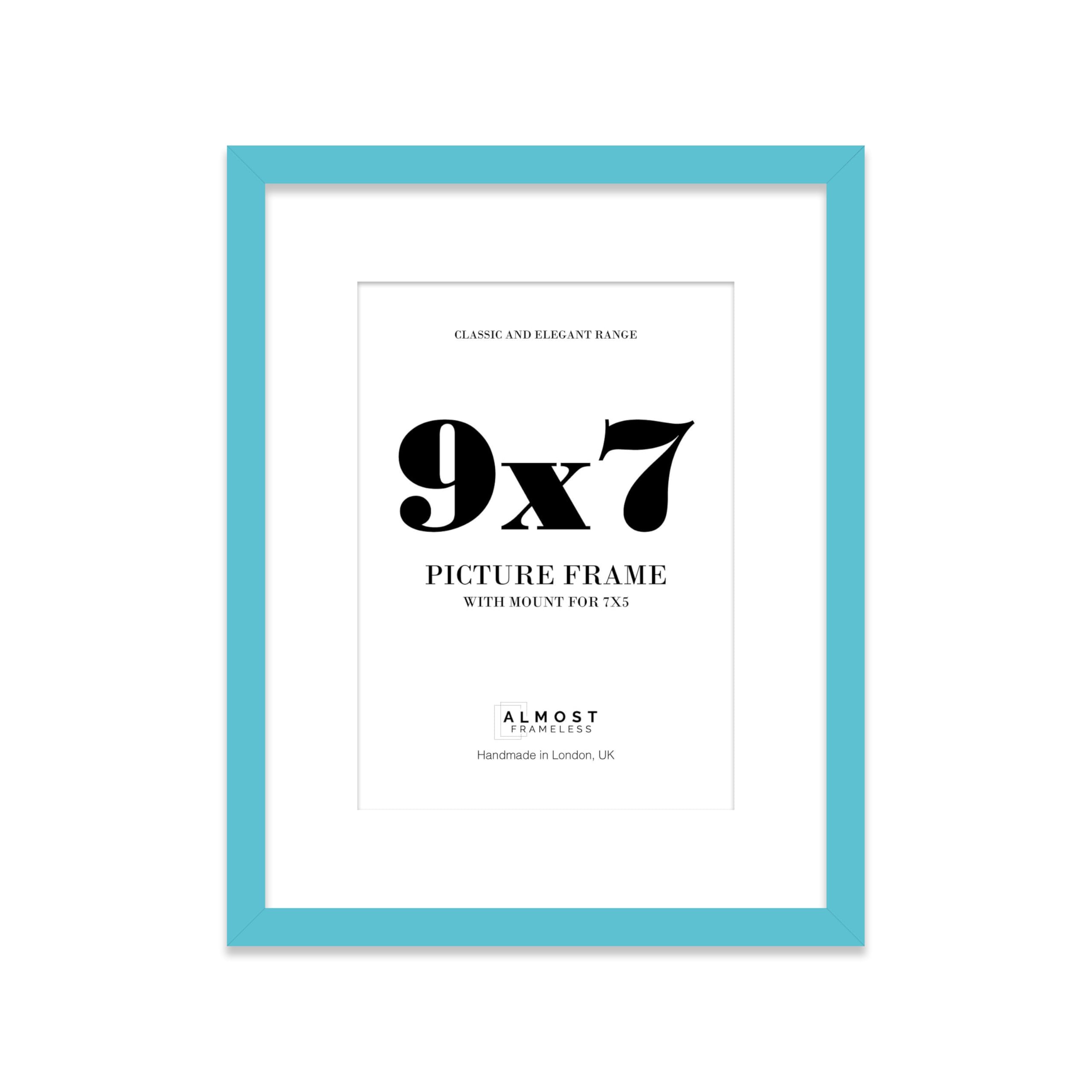 Turquoise Picture Frame 9x7 With 7x5 Mount for Photos - Wall & Table Display, Landscape or Portrait, 1 Pack — image 1