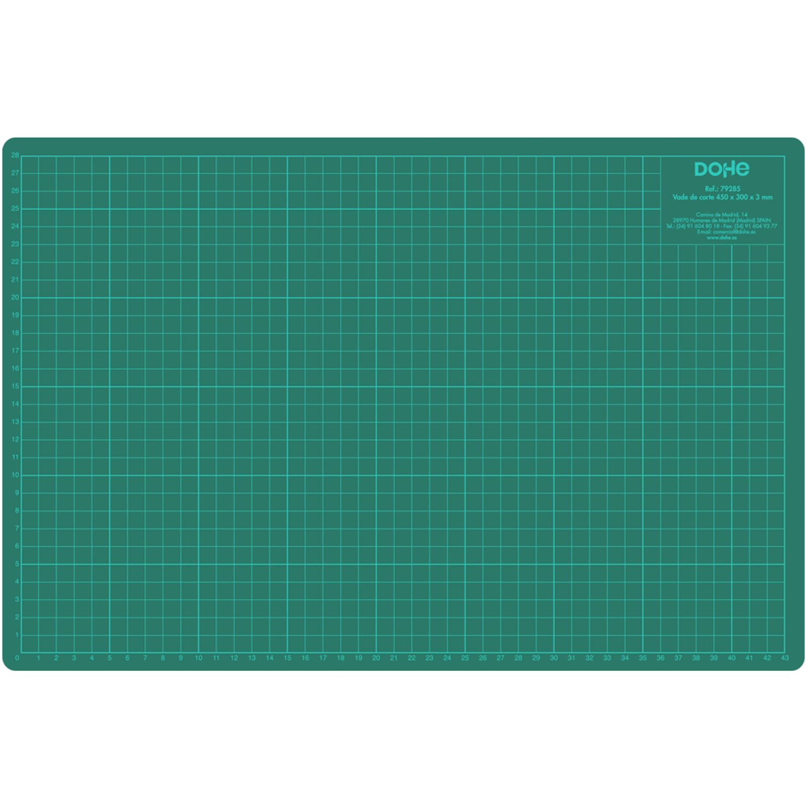 Dohe - Vade de Corte A3-45x30 cm, Autocicatrizante, Alfombrilla de Escritorio para Manualidades y Dibujos, Con Guías y Marcas de Corte, Formato Cuadriculado, Grosor 3 mm