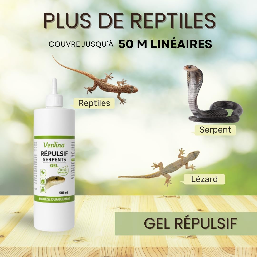 Répulsif Serpent Gel 500ml – Barrière Naturelle Anti-Serpents et Lézards, sans Insecticide, Usage Extérieur Terrasse, Seuils et Contours de Bâtiment