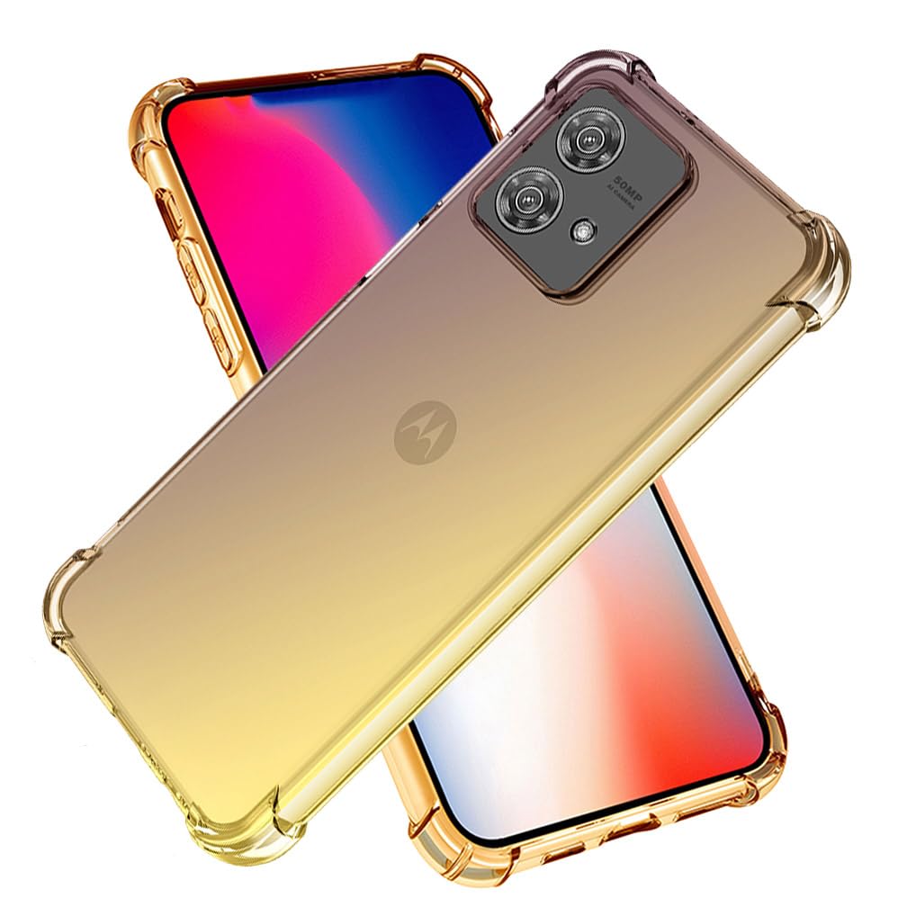 SEAHAI Handyhülle Für Motorola Edge 40 Neo – Bunt, Transparent, Schlank & Stoßfest Mit Farbverlauf (Rosa/Gold)