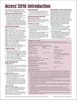 Pamphlet Microsoft Access 2016 Introduction Quick Reference Guide - Windows Version (Cheat Sheet of Instructions, Tips & Shortcuts - Laminated Card) Book