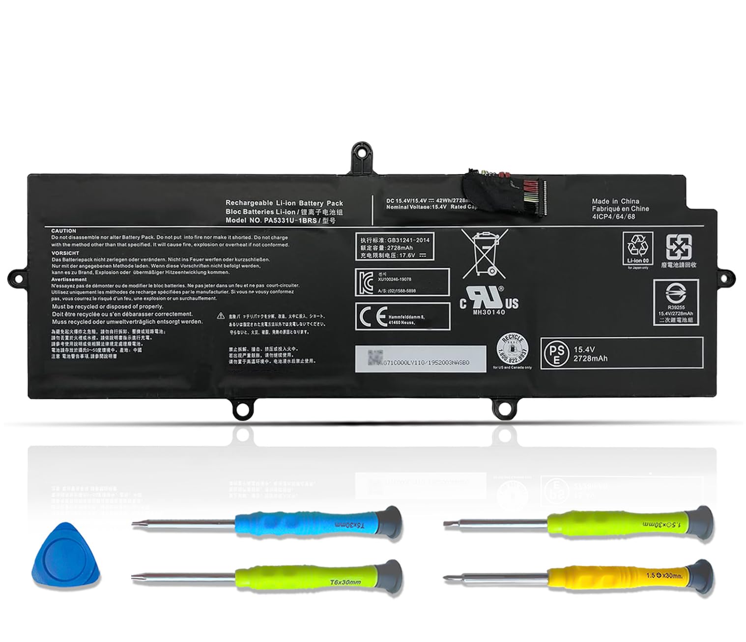 15.4V PA5331U-1BRS Laptop Battery Compatible with Toshiba Dynabook Portege A30-E X30L-G R30-A R30-E/Dynabook Portege Terca A30-G A40-E A40-G Series PA5331U