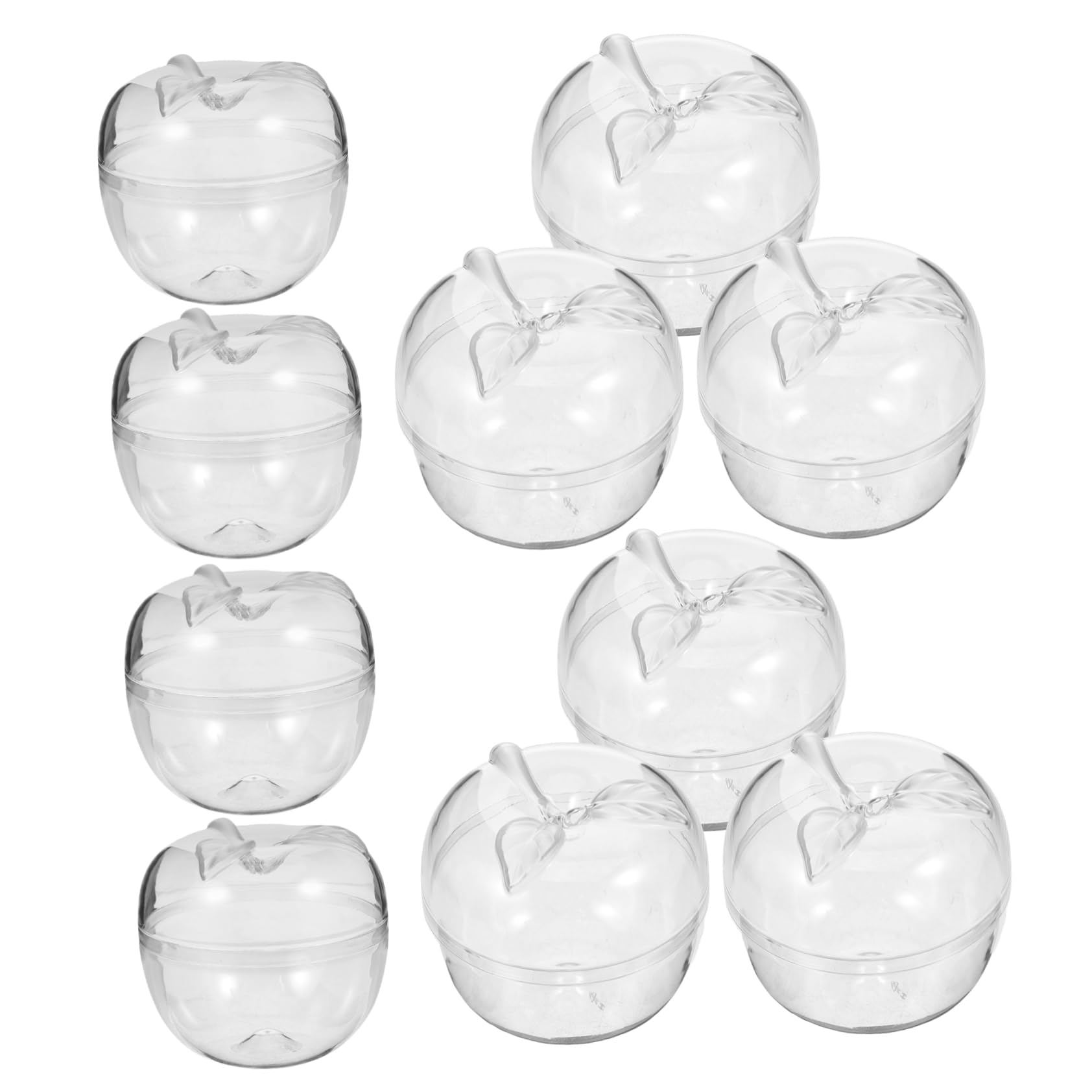PACKOVE Lot de 10 Boîtes à Bonbons en Plastique, Forme Pomme de Noël, Compactes et Légères, pour Anniversaire et Fête, Décorations Festives