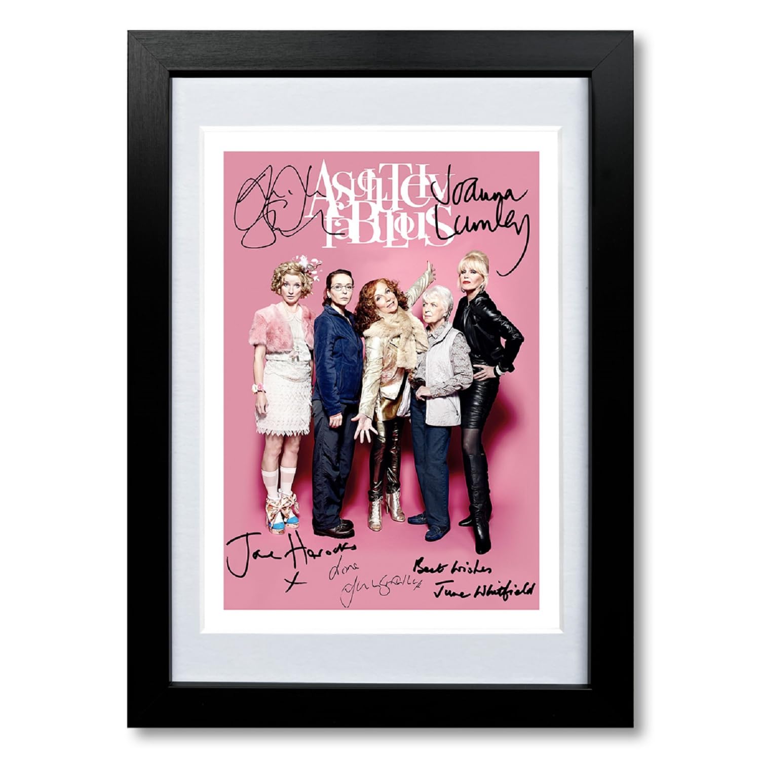 Memorabilia Absoultely Fabulous Ab Fab Cast Signed Autograph Signature A4 Poster Photo Print Photograph Wall Art Picture TV Show Series Season DVD Boxset Gift (BLACK FRAMED & MOUNTED)