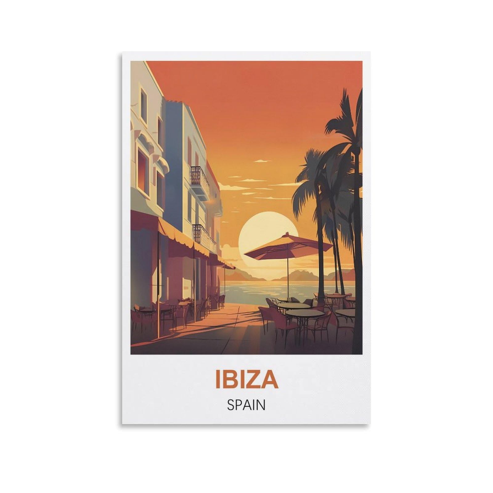 Whcheeh Unframe-Style Ibiza Spain Vintage Travel Poster 12X18inch(30X45cm) Canvas Art Print Wall Art Decor Picture