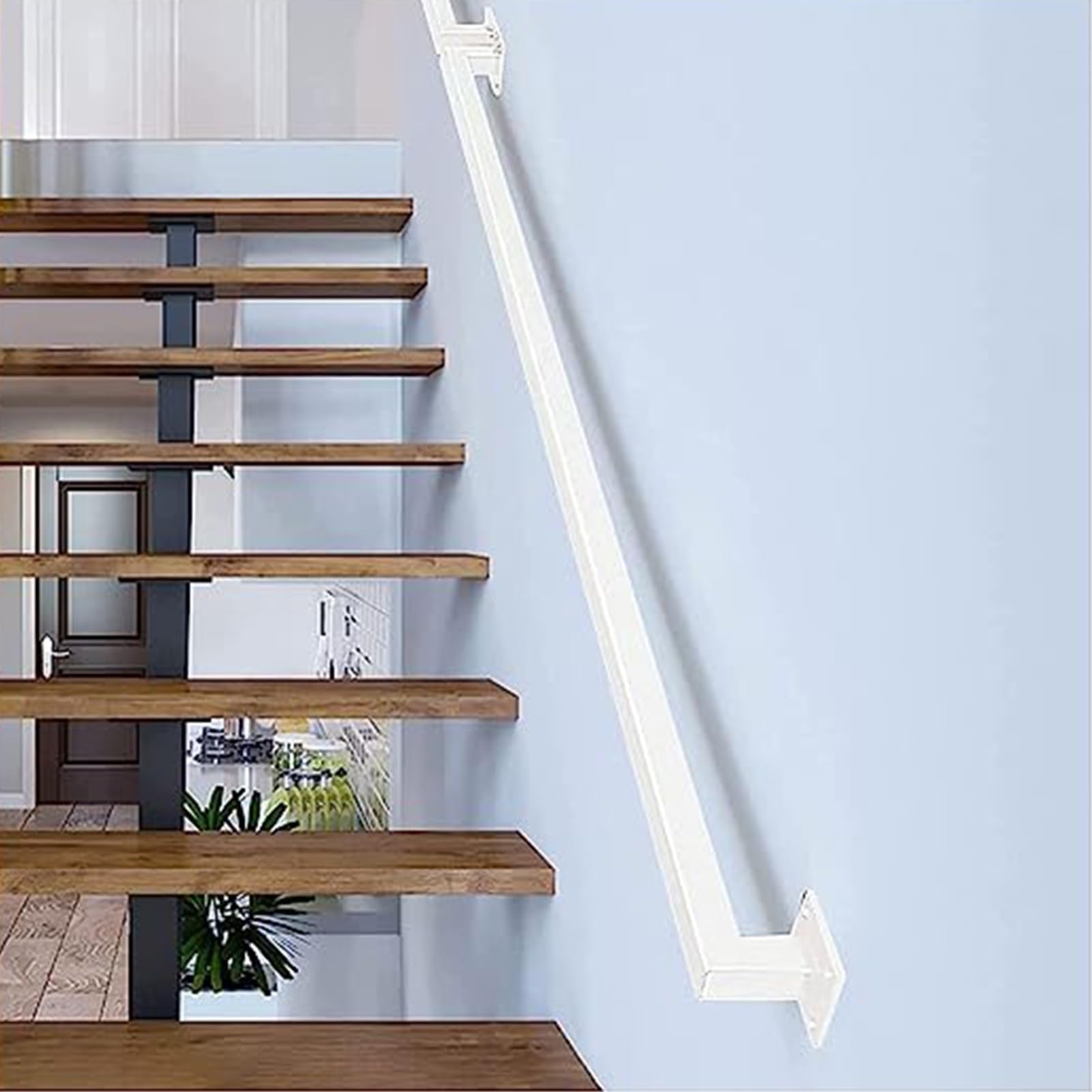 Wall Handrails White Handrail for Stairs Complete Kit，1-20FT Staircase Banister Railing for Outdoor Indoor Steps(11.5ft/350cm)