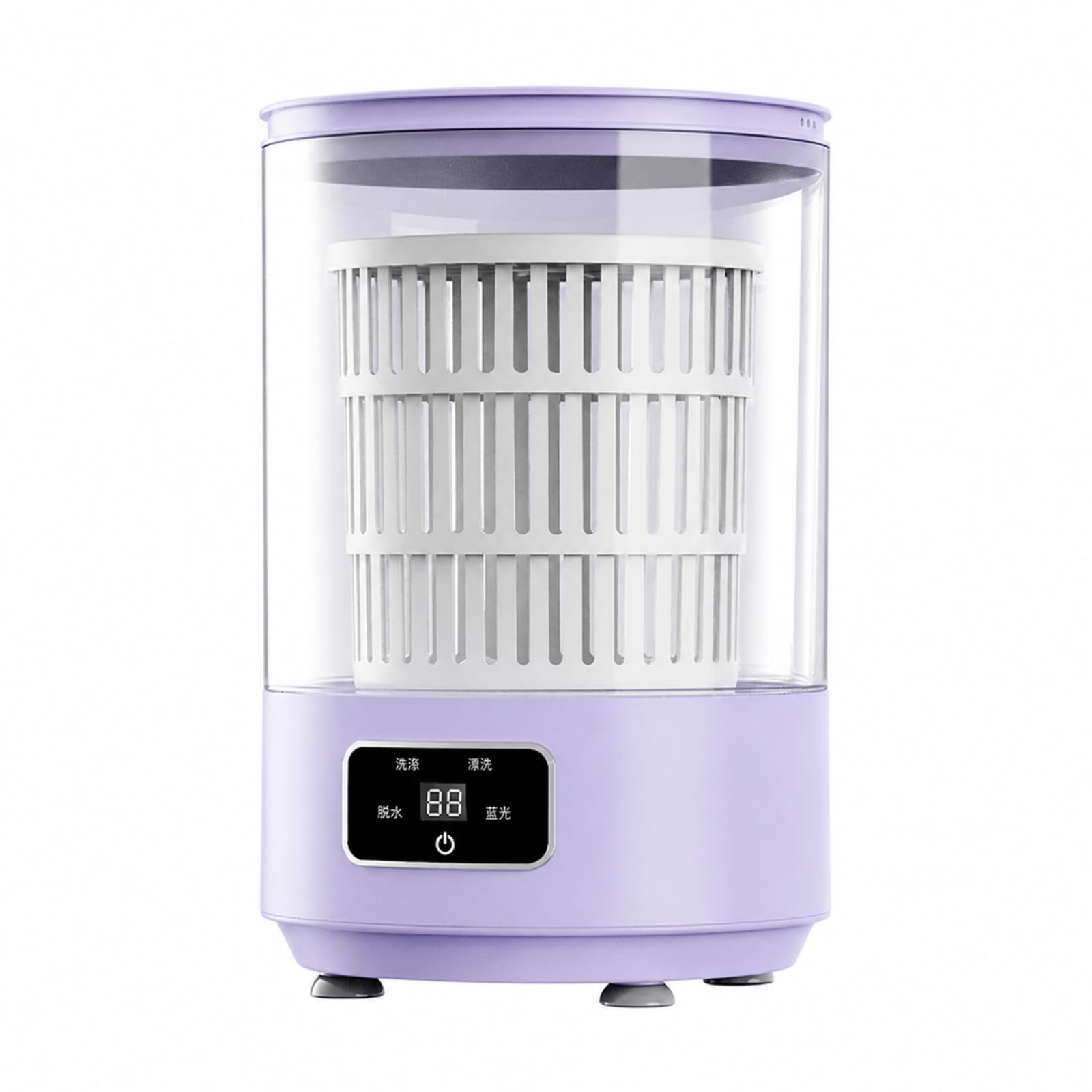 kowaku Lavadora Compacta Plástico con Tambor Transparente y Perforado Removible Semiautomática para Lavar Prendas licadas con Secado por Centrifugación y Base Antislizante, Morado