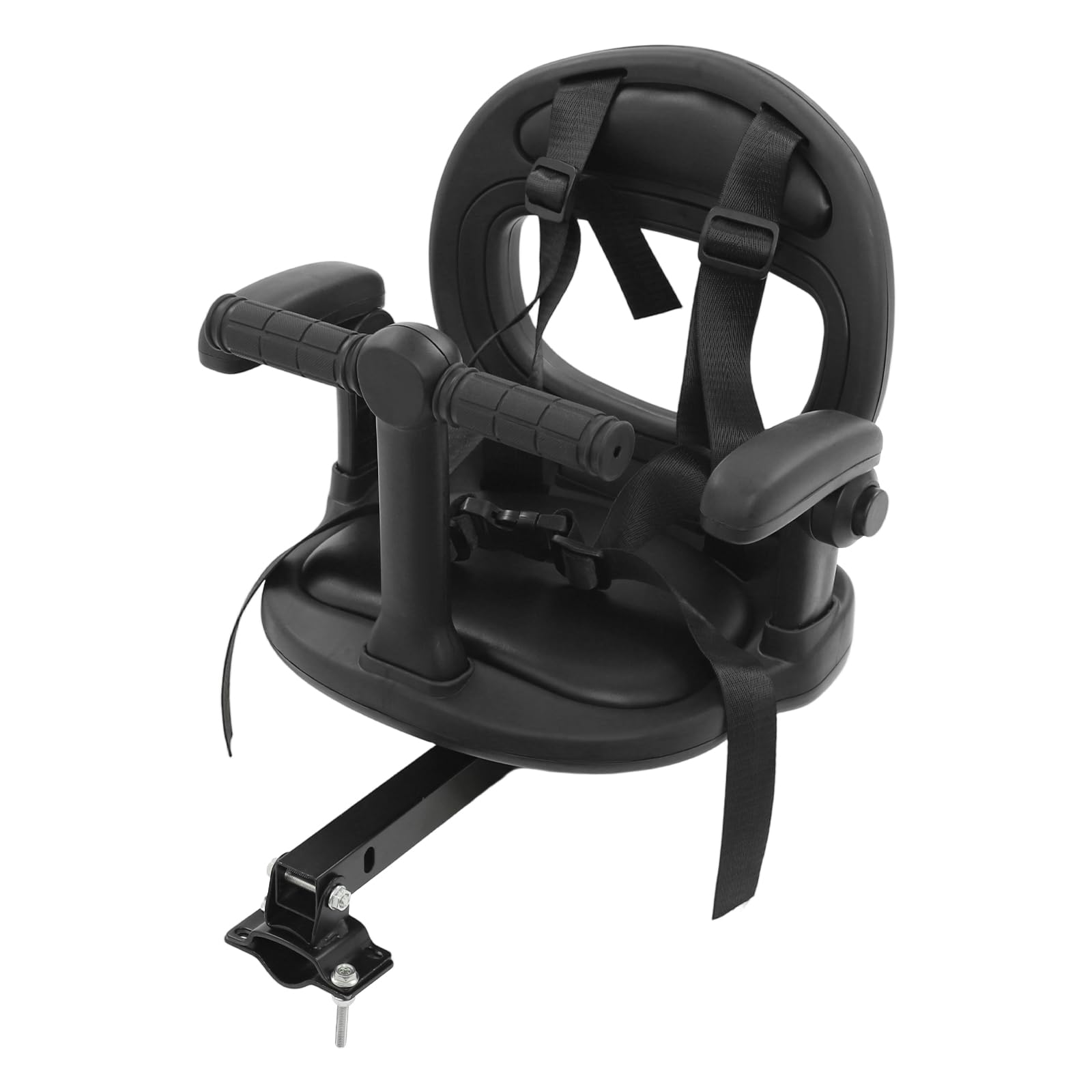 Seggiolino anteriore per bicicletta con schienale montato su tubo di sella, capacità di carico 40 kg, per bambini da 6 mesi a 8 anni, adatto per mountain bike
