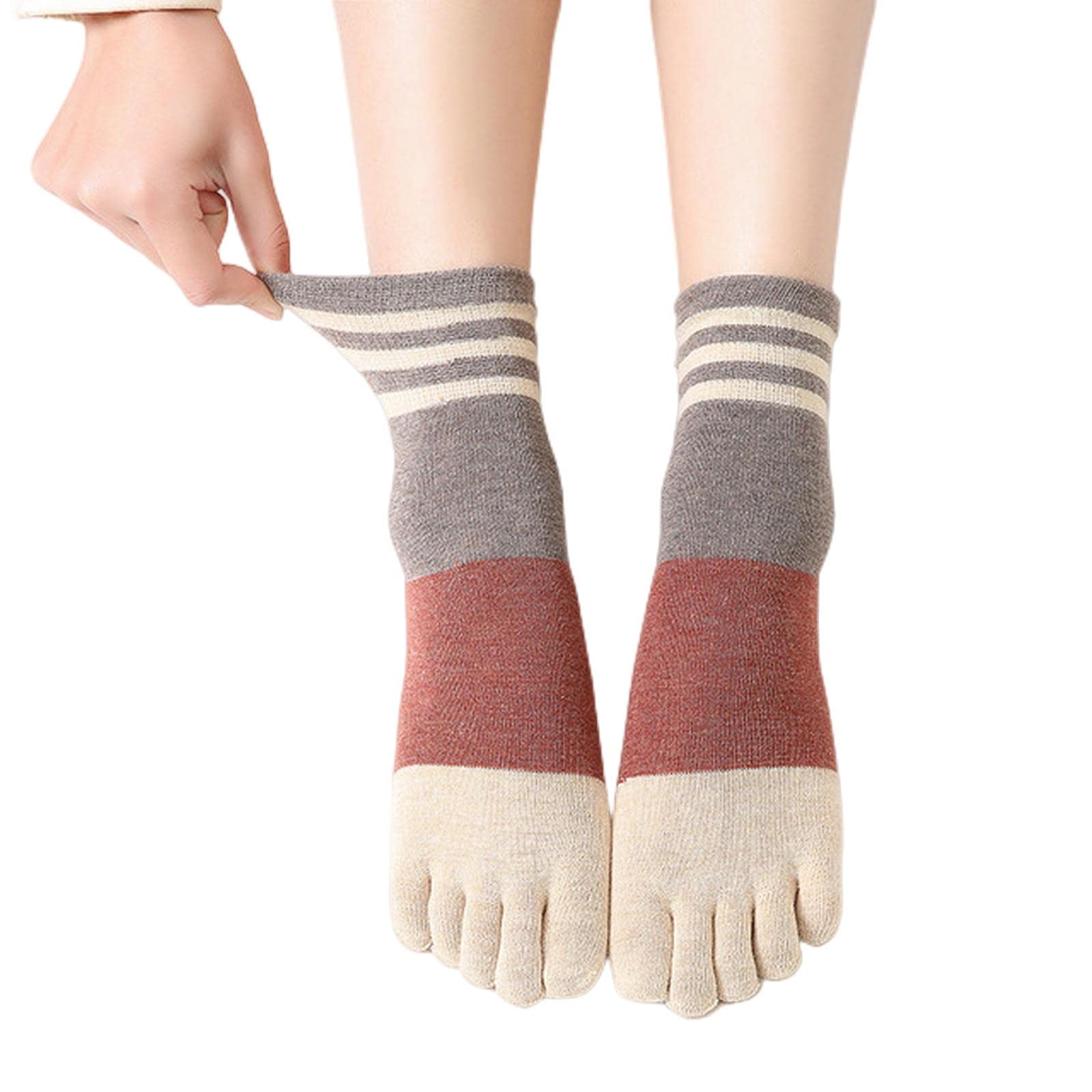 MOGSA Calcetines para mujer, 5 unidades, de algodón, con cinco dedos, transpirables, suaves, cortos