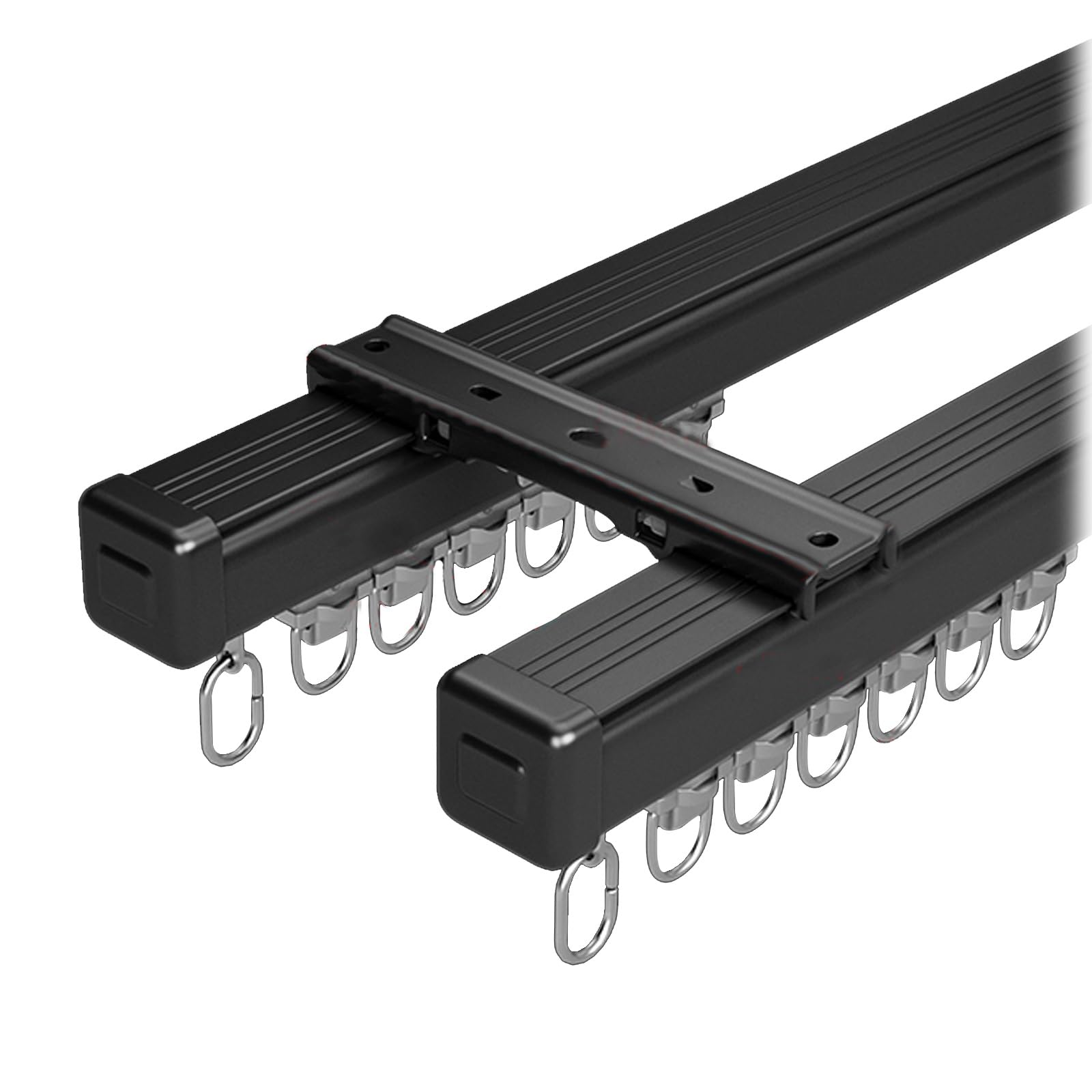 GLDYTVF Durable Aluminum Double Ceiling Curtain Track - 7.22ft (220cm) Black, Includes Mounting Accessories for Shower, Camper, Window Treatments - Space-Saving Solution