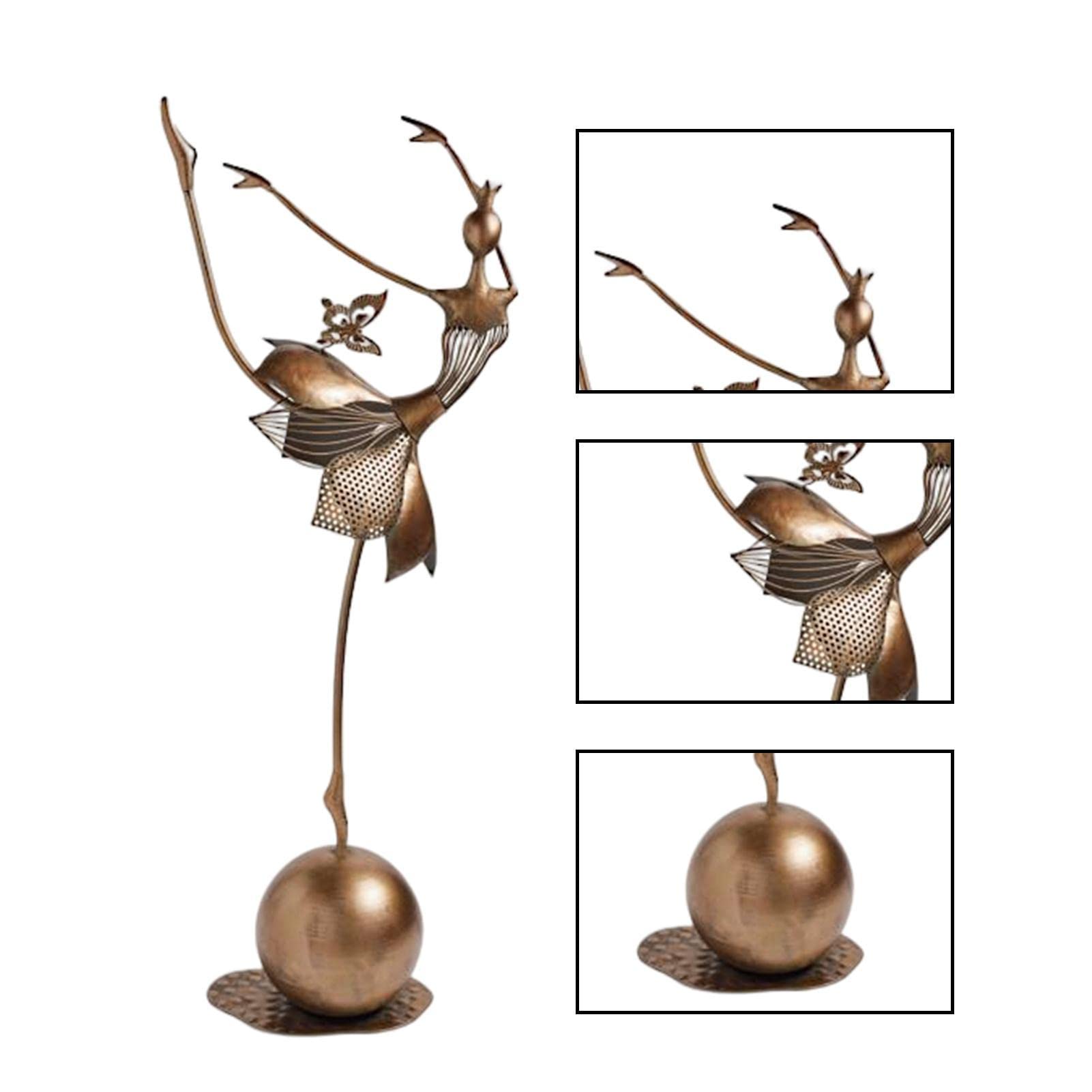 Estatua de jardín de niña bailarina de metal, adorno de bailarina de pie, escultura de arte de jardín, figura moderna de ballet para niña, estatua de bailarina, decoración de metal al aire libre