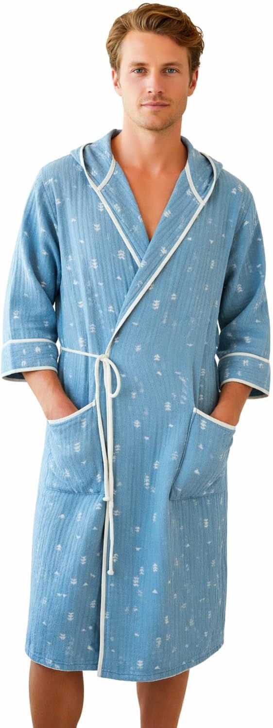 Adult Turkish Cotton Bath Robe, Lightweight Beach & Spa Robe, Organic Cotton, Made in Turkey