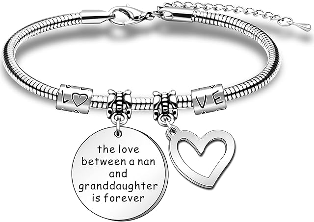 HULALA Charm Nan And Granddaughter Bracelets Gifts For Women Birthday Mothers Day Christmas Jewellery Presents The Love Between A Nan And Granddaughter Is Forever