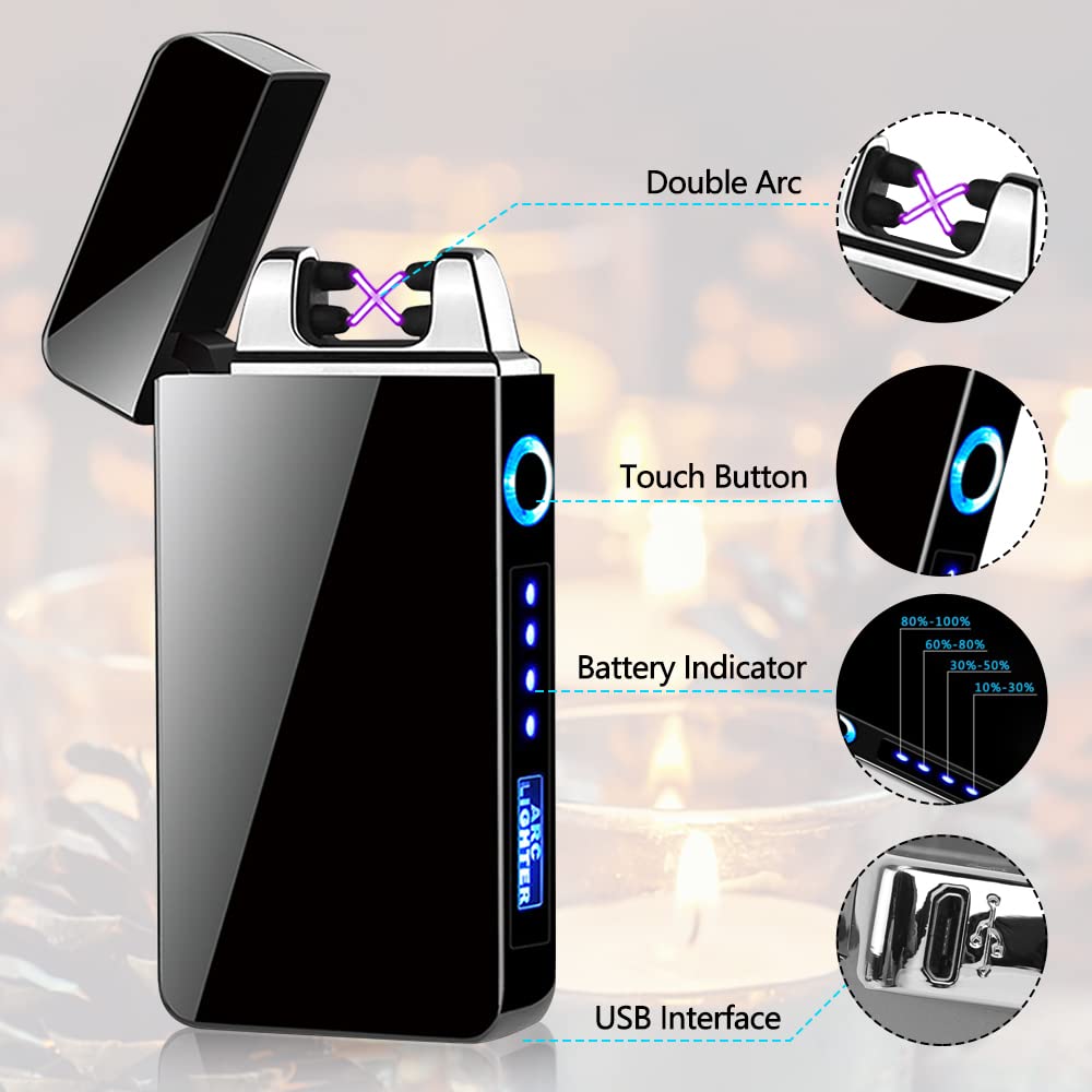 Gohytal Zapalniczka elektroniczna USB, Boże Narodzenie, Dzień Ojca dla taty, mężczyzny, prezent, zapalniczka z ekranem dotykowym, elektryczna, odporna na wiatr, wesele, jubileusz, urodziny, prezent