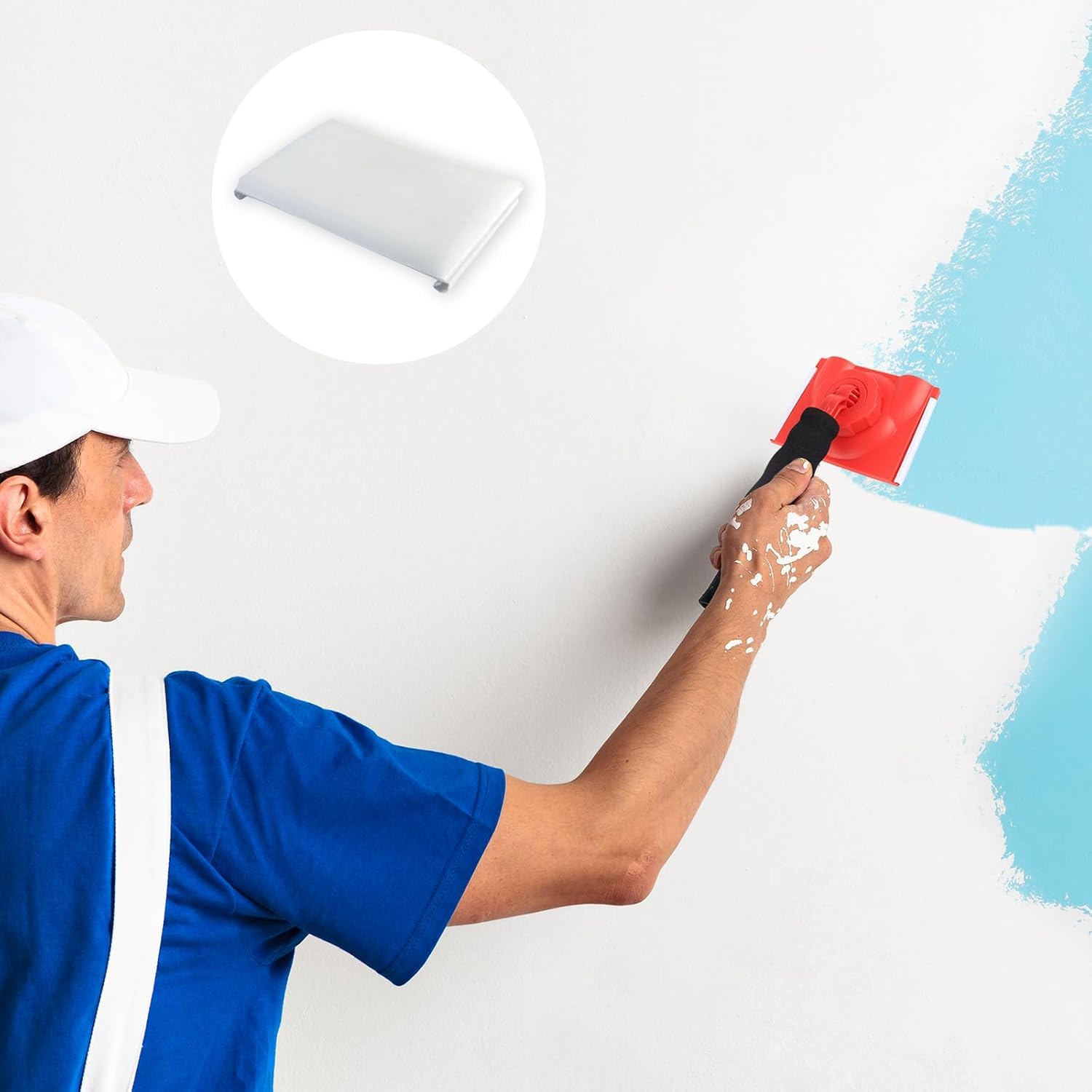 2 Piezas Recortadora de Bordes de Pintura Set, Multifuncional de Pintura Incluye 4 Almohadillas de Repuesto Herramientas de Pintura, Bordeadora Pintura para Paredes y Techos (6, Rojo)