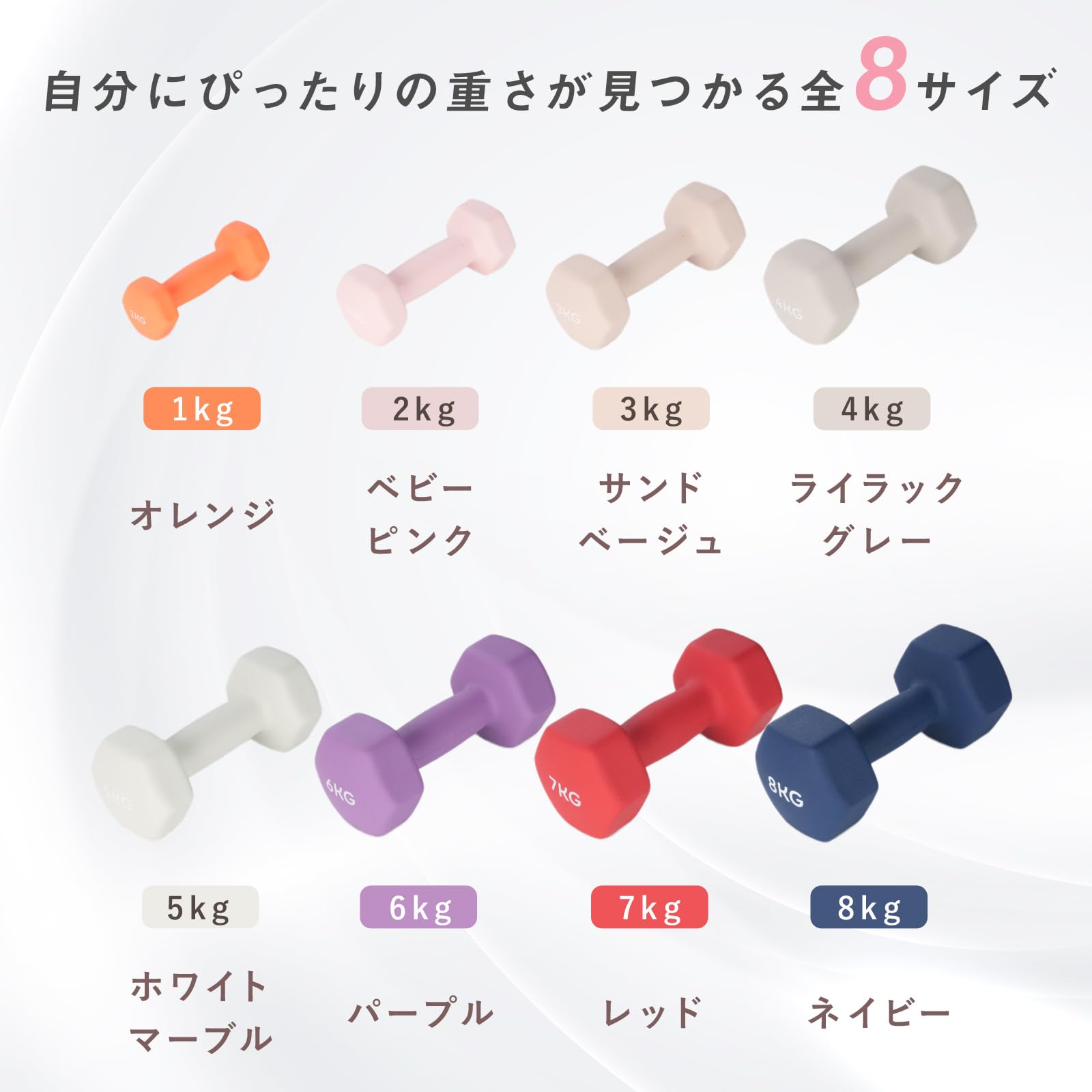 Amazon | LESIR ダンベル 2個セット、2kg/3kg/4kg/5kg/6kg/7kg/8kg