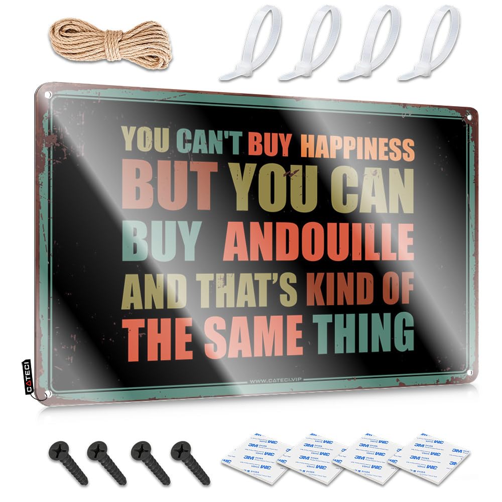 Funny Vintage Signs Home Vintage Style | You Can't Buy Happiness But You Can Buy Andouille Scandinavian Haves Home Decor(30X40CM)
