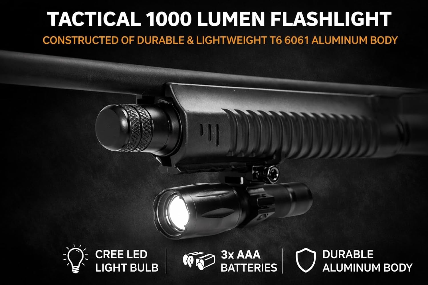 TRINITY SUPPLY 1000-Lumen Flashlight for Citadel Boss 25 | Durable Aluminum Hunting Light with CREE LED