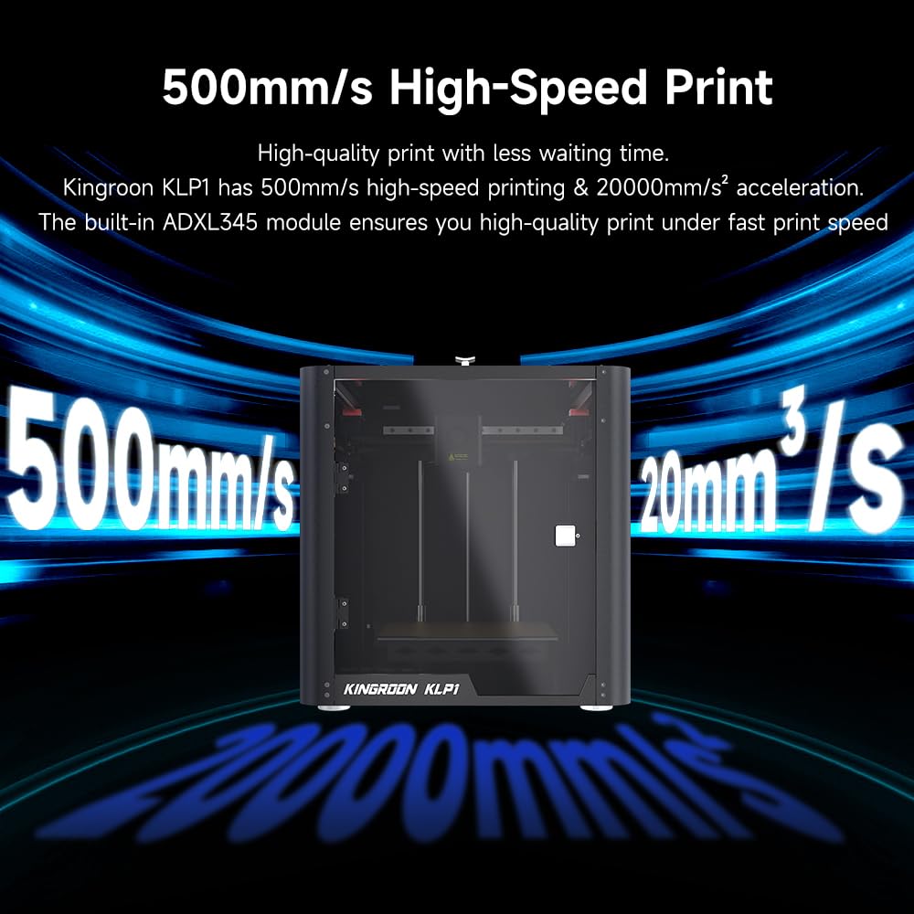 BLAIS KLP1 Imprimante 3D FDM 500 mm/s Machine d'impression Rapide avec extrudeuse directe à Double engrenage Hotend Haute température entièrement en métal Structure CoreXY conçue et Guides de Rail
