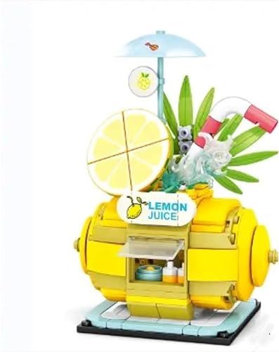 General Jim's Soporte de limonada brillante y colorido, tienda de 300 piezas de bloques de construcción modulares, juego de ladrillo o modelo o
