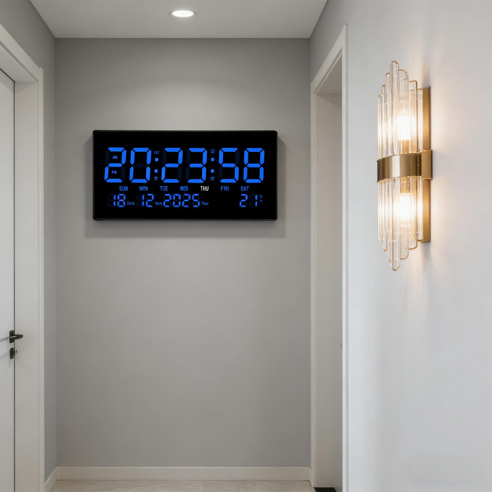 Reloj de Pared Digital Grande Multifuncional, Diseño Silencioso para Sala