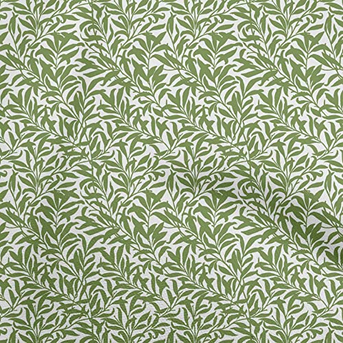 oneOone Cotton Poplin Pear Green Fabric Leaves DIY Clothing Quilting Fabric Print Fabric by Yard 56 Inch Wide