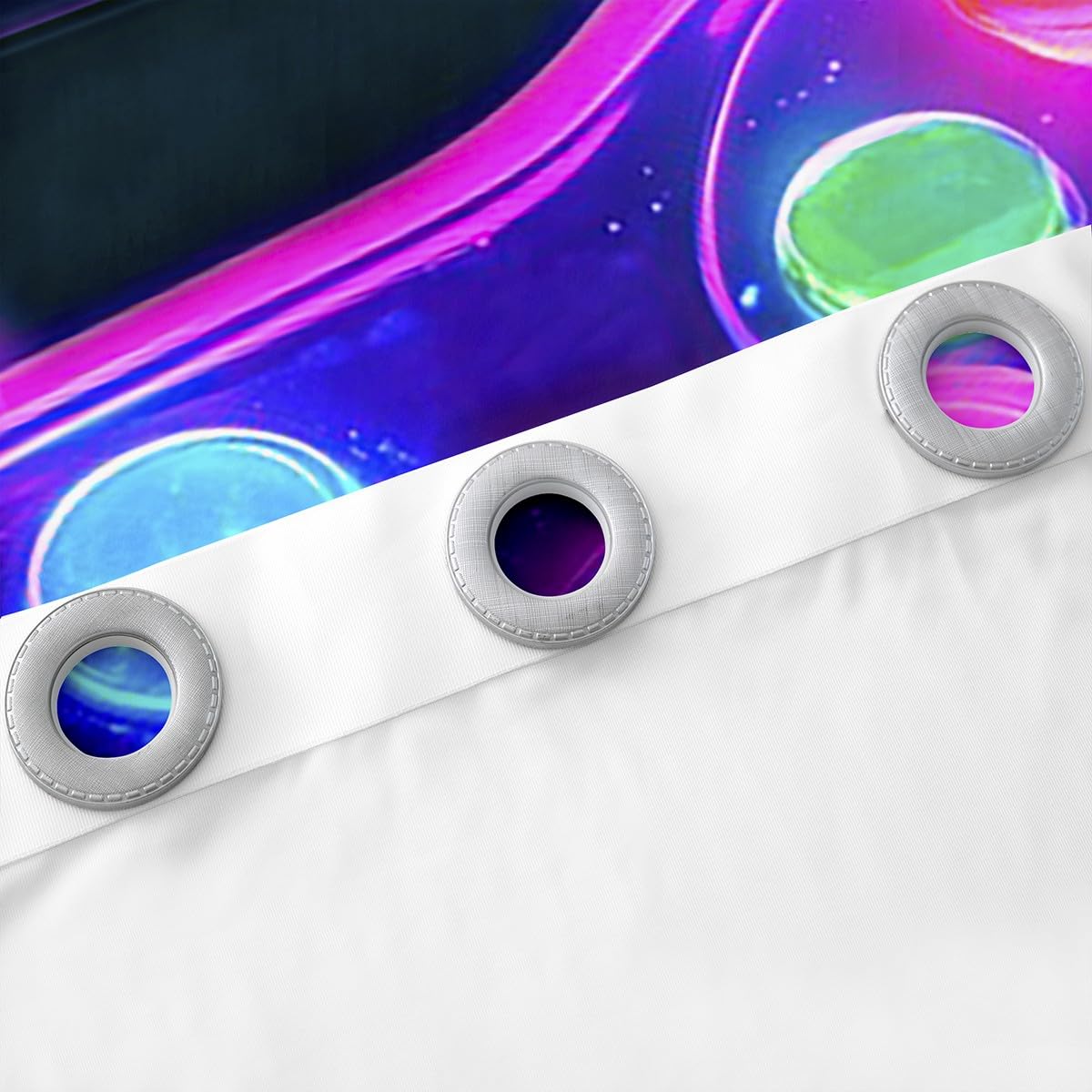Homewish Rideau Gamer Violet, Rideaux Voilage Enfant Gaming Deco Chambre Ado Garcon, Rideau Occultant 30%-50% Jeux Vidéo, Voilage Fenetre Carrée Géométrique Lumineuse Au Néon, 117x183 cm Lot de 2