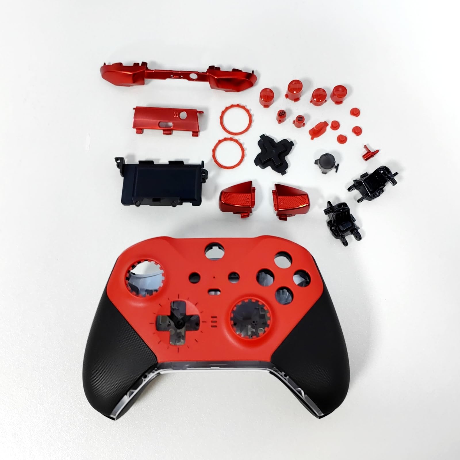 Set di Alloggiamenti di Ricambio per Xbox Elite Series 2 Controller, Core Rosso, Kit Guscio Completo Include Custodia Telaio Centrale ABXY LT RT Pulsanti LB RB Paraurti Accessori