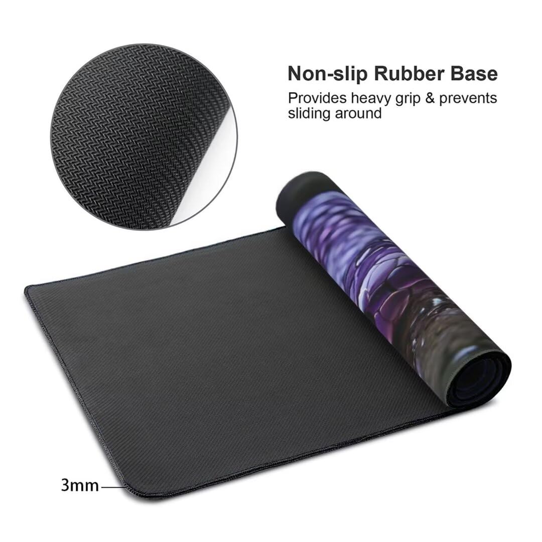 Alfombrilla de ratón 1400x600x3 MM, Alfombrilla Ratón XXL Extendida de Gran Tamaño con Bordes Cosidos, Base de Goma Antideslizante Almohadilla para Teclado, Serpiente púrpura S-12857