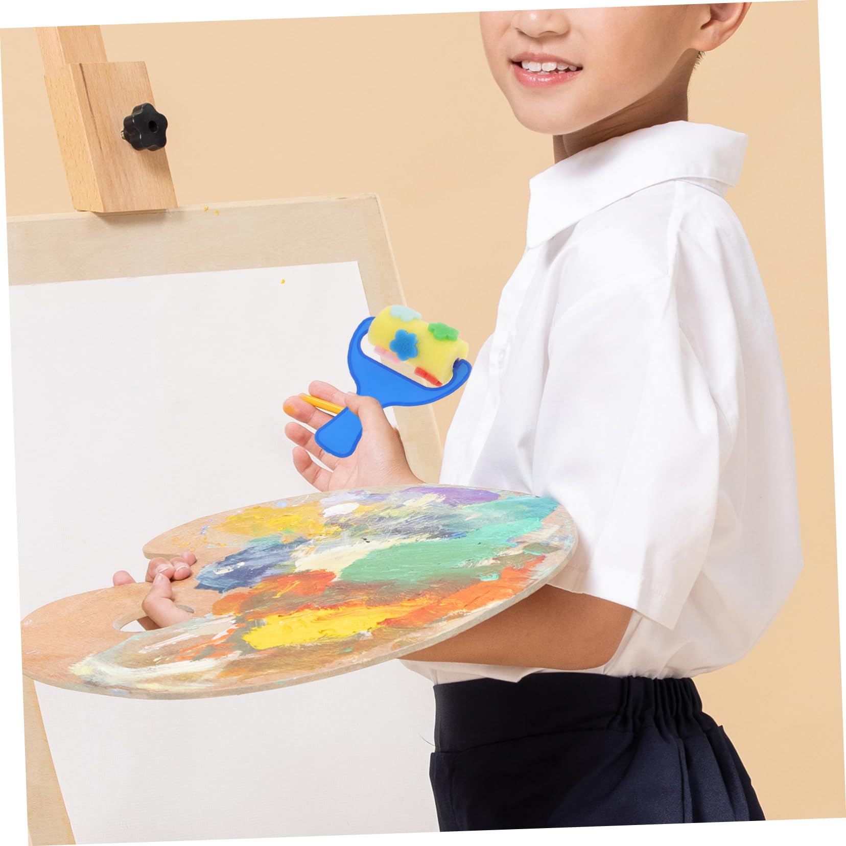 Hohopeti Preschool Boys and Girls Art Supplies 2 Set Sponge Drawing Roller Pattern Printing Roller Develop Creativity 8pc Tools