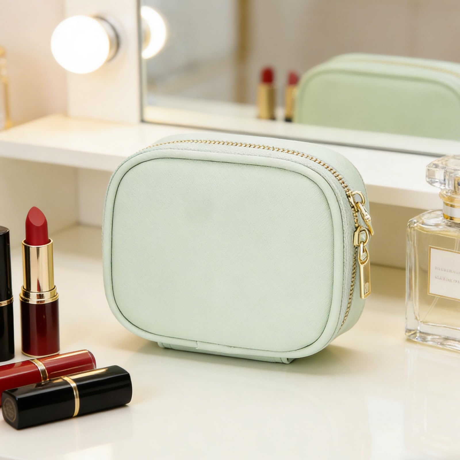 Borsa per trucco con specchio LED Borsa per organizer cosmetici portatile Custodia per trucco impermeabile borsa da toilette Donna cosmetico