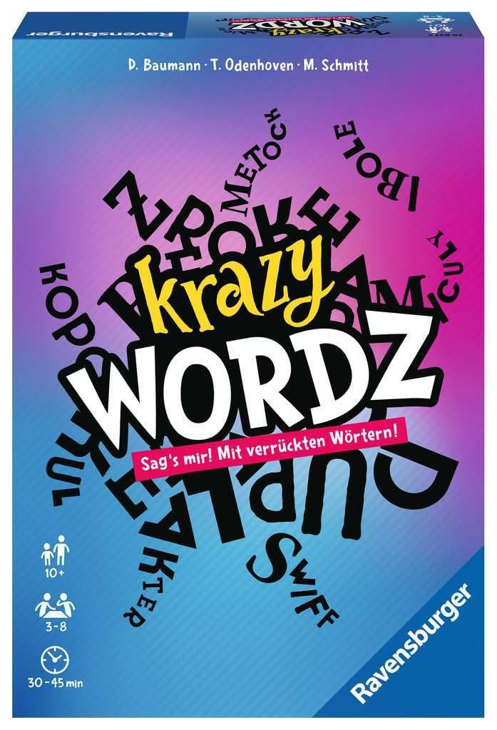 Ravensburger 26837 - Krazy Wordz - Gesellschaftsspiel für die ganze Familie, Spiel für Erwachsene und Kinder ab 10 Jahren, Partyspiel für 3-8 Spieler ... Sag's mir! Mit verrückten Wörtern!