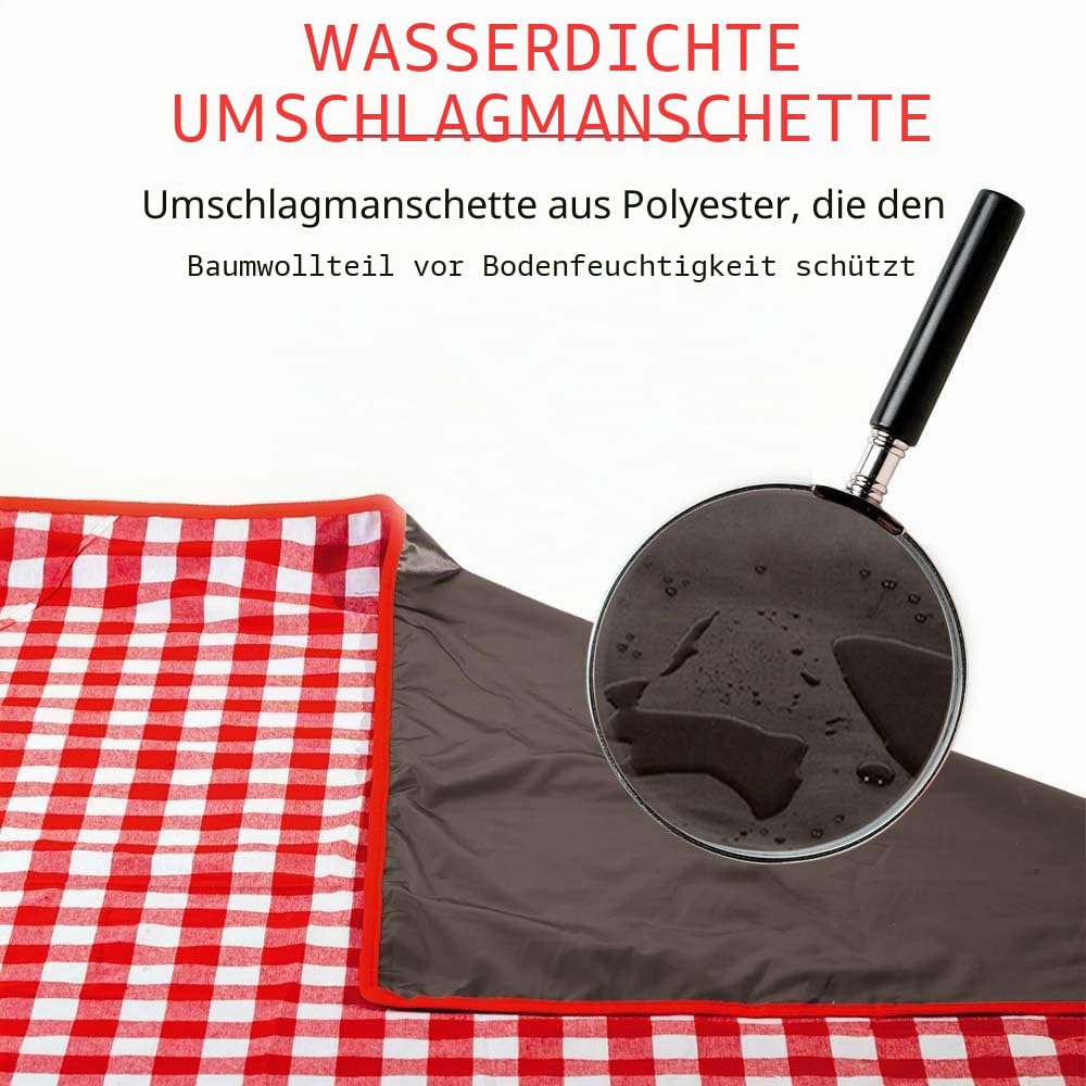 Les Jardins de la Comtesse - Rechteckige Picknickdecke Beige mit weißen Punkten aus Baumwolle - Rückseite aus wasserabweisendem Polyester - Faltbar und mit Tragevorrichtung - 140 x 280 cm
