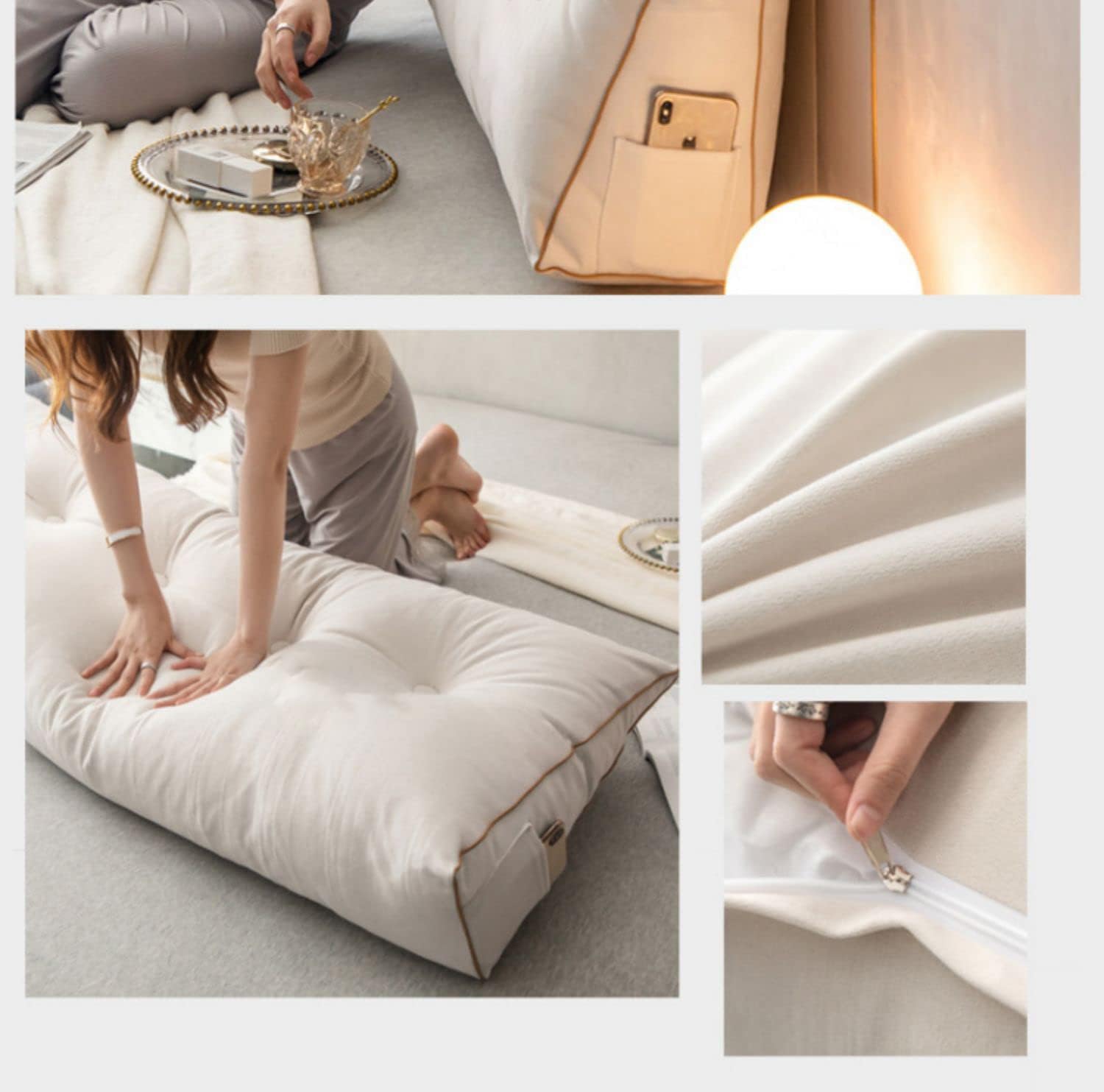 Cuscino Schienale Letto e Divano Cuscino Cuneo per Letto Premium Imbottito Cuscino per Testiera Imbottita Cuscino per Lettino da Giorno Schienale Lettura Ad Angolo Triangolare